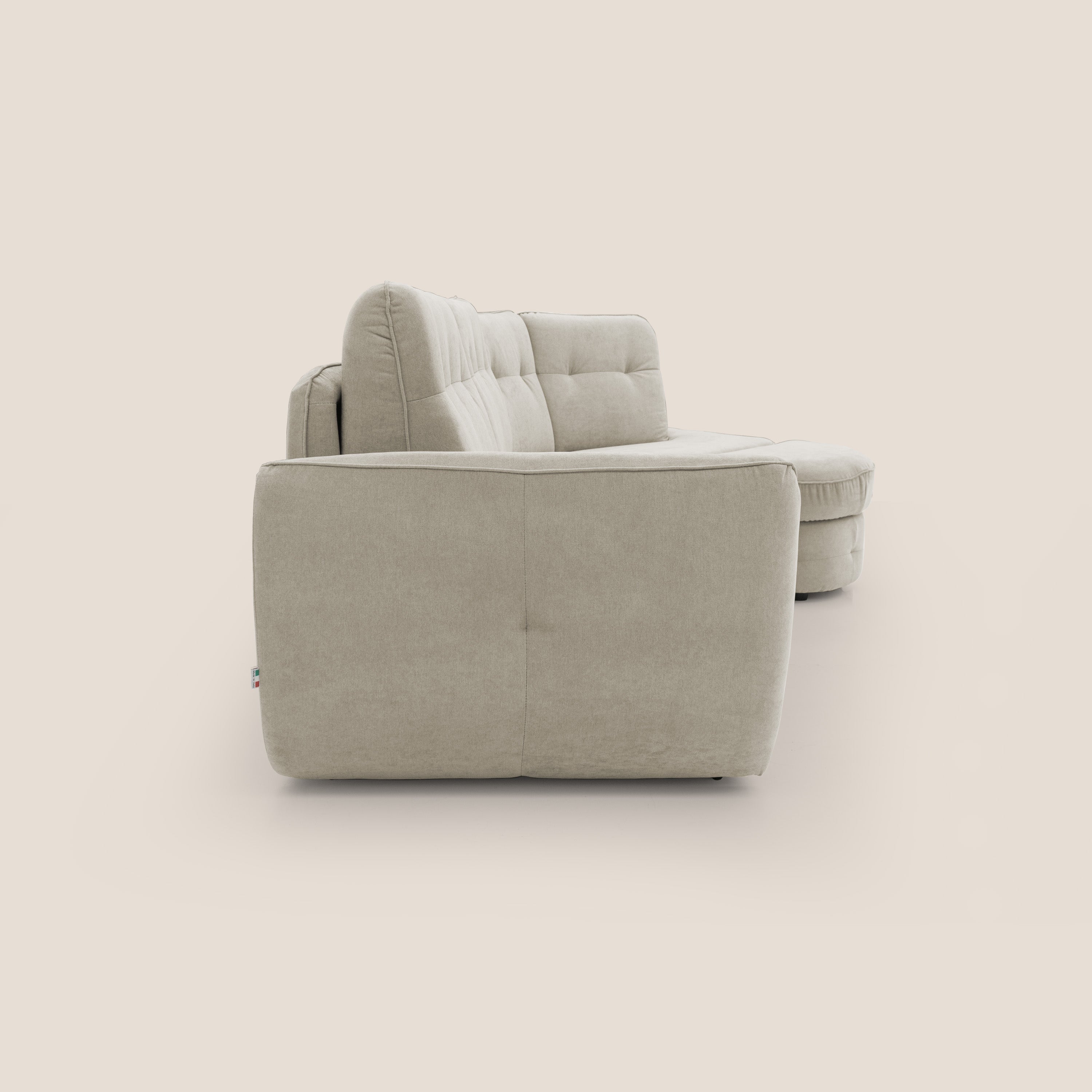 Zeus divano letto angolare con materasso H18 cm pouf mobile in tessuto impermeabile T02 - divani.store