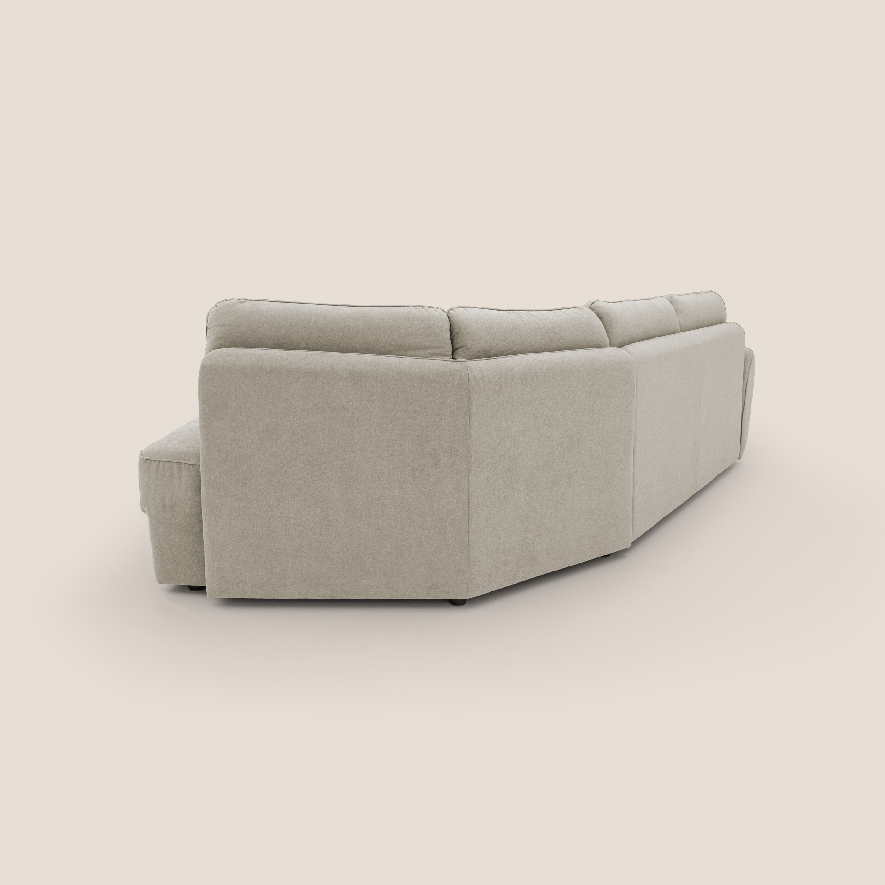 Zeus divano letto angolare con materasso H18 cm pouf mobile in tessuto impermeabile T02 - divani.store