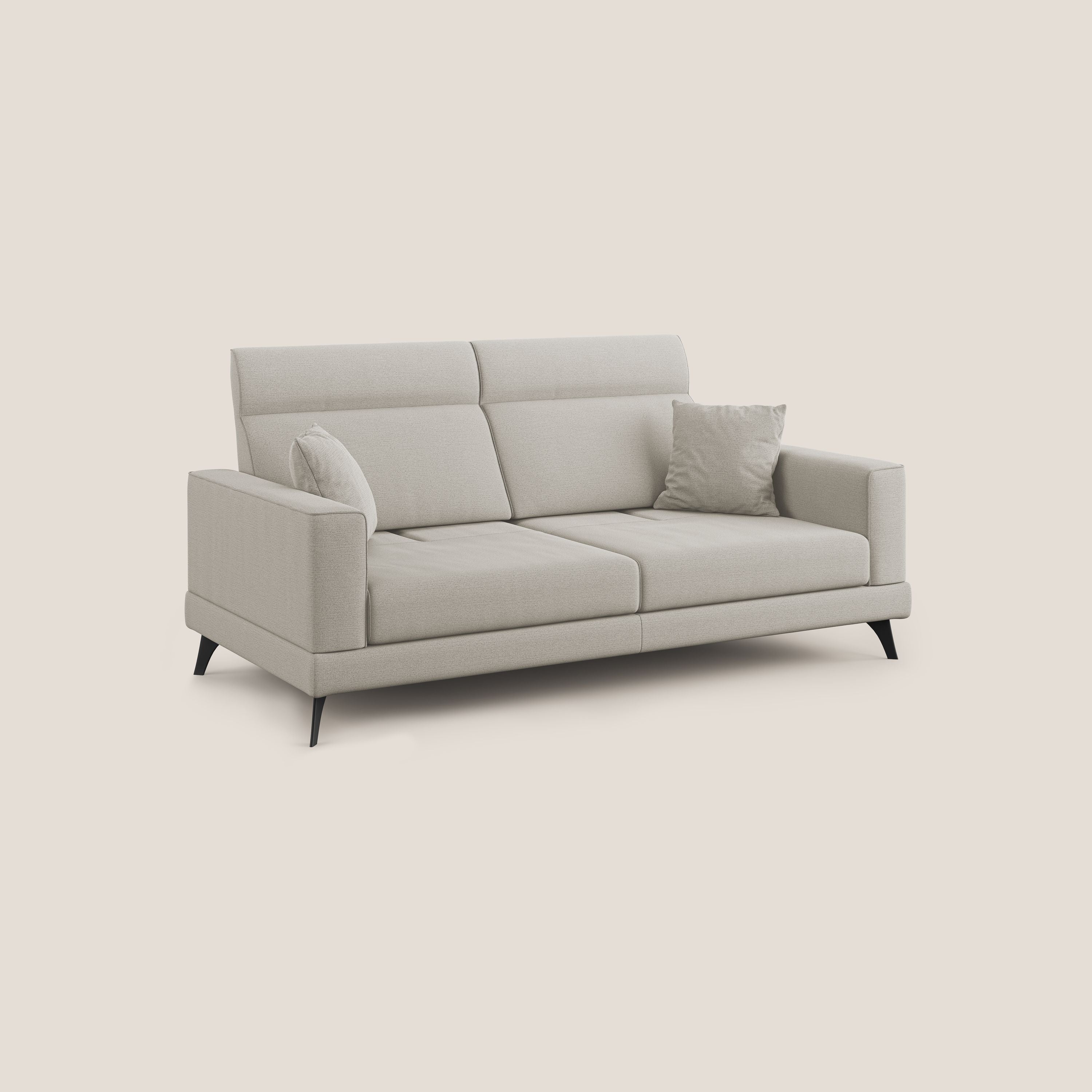 Slide Divano con schienali traslanti e poggiatesta in tessuto simil cotone impermeabile T19 panna - divani.store