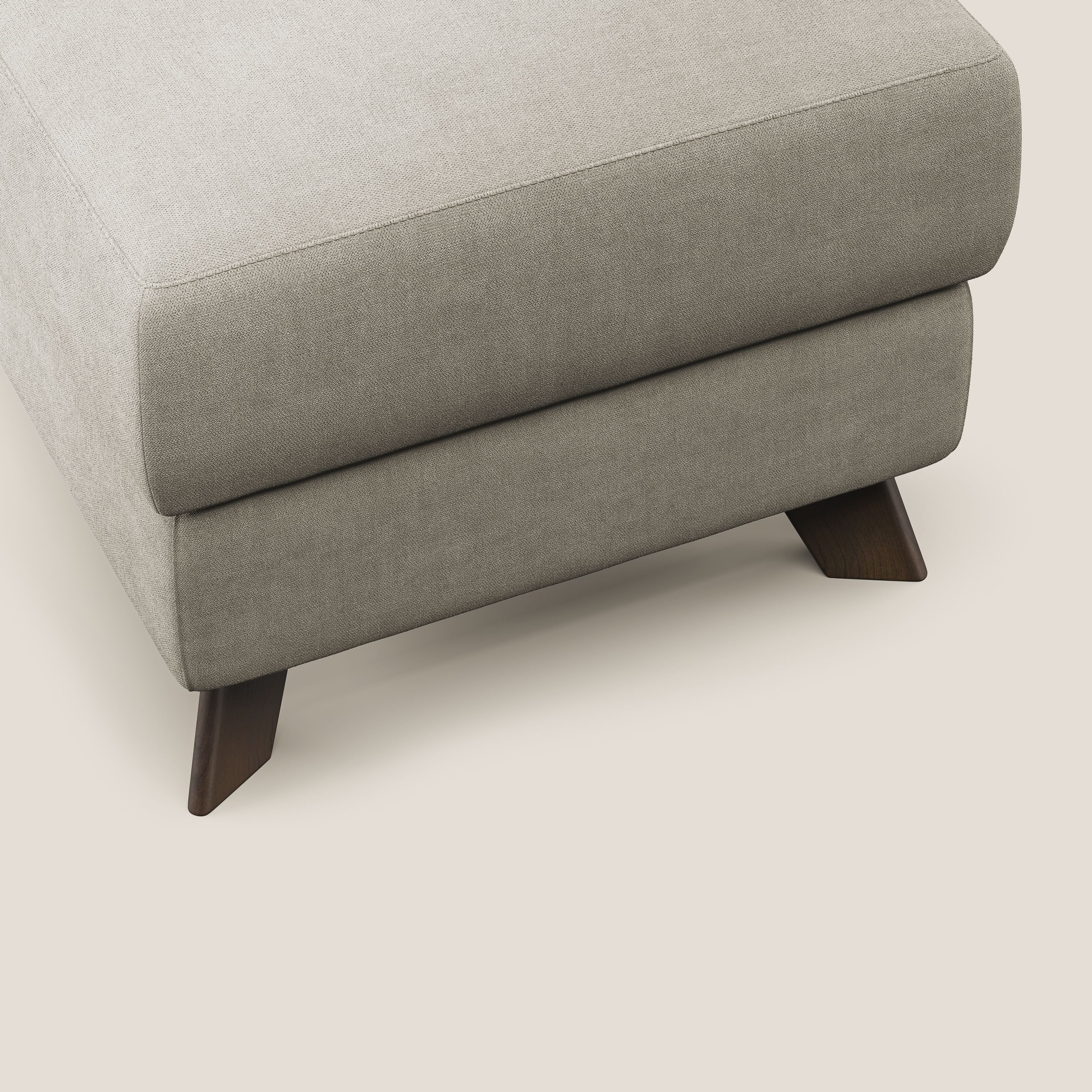 Moon Pouf contenitore e piedini alti in tessuto morbido impermeabile T02 panna - divani.store