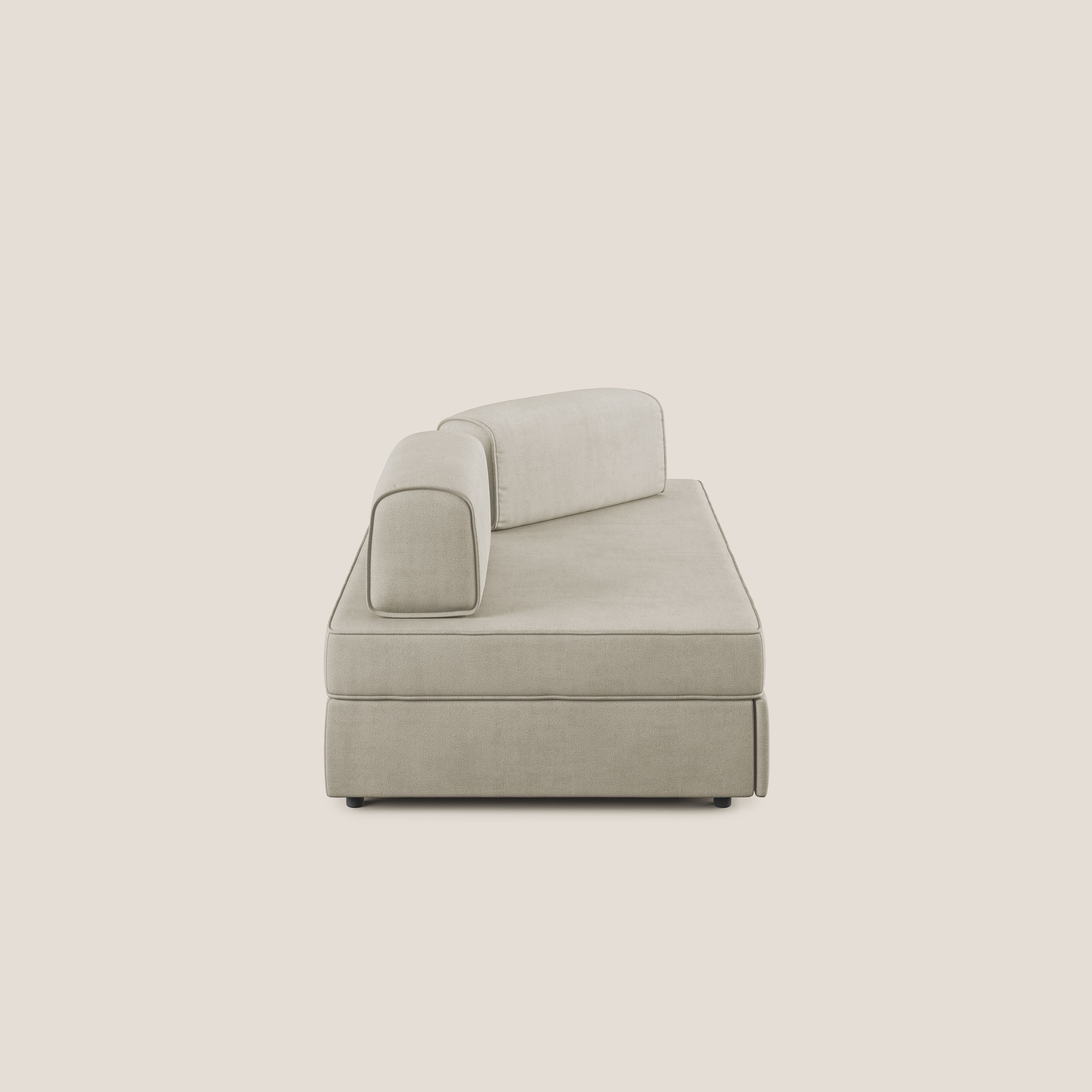 Liberty divano con pouf estraibile e schienali movibili in tessuto morbido impermeabile T02 panna - divani.store