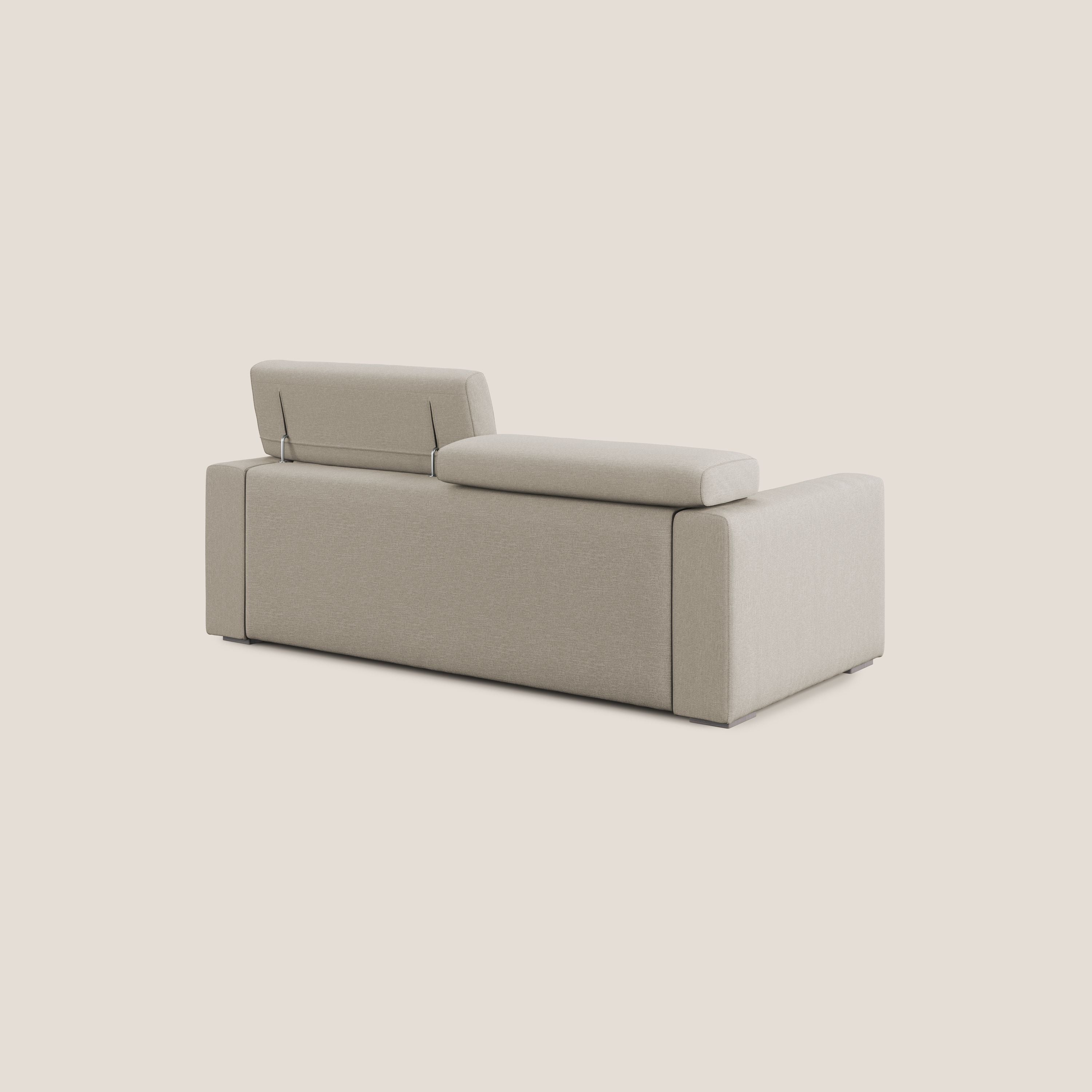 Dylan divano allungabile con pouf estraibile poggiapiedi in tessuto simil cotone impermeabile T13 panna - divani.store