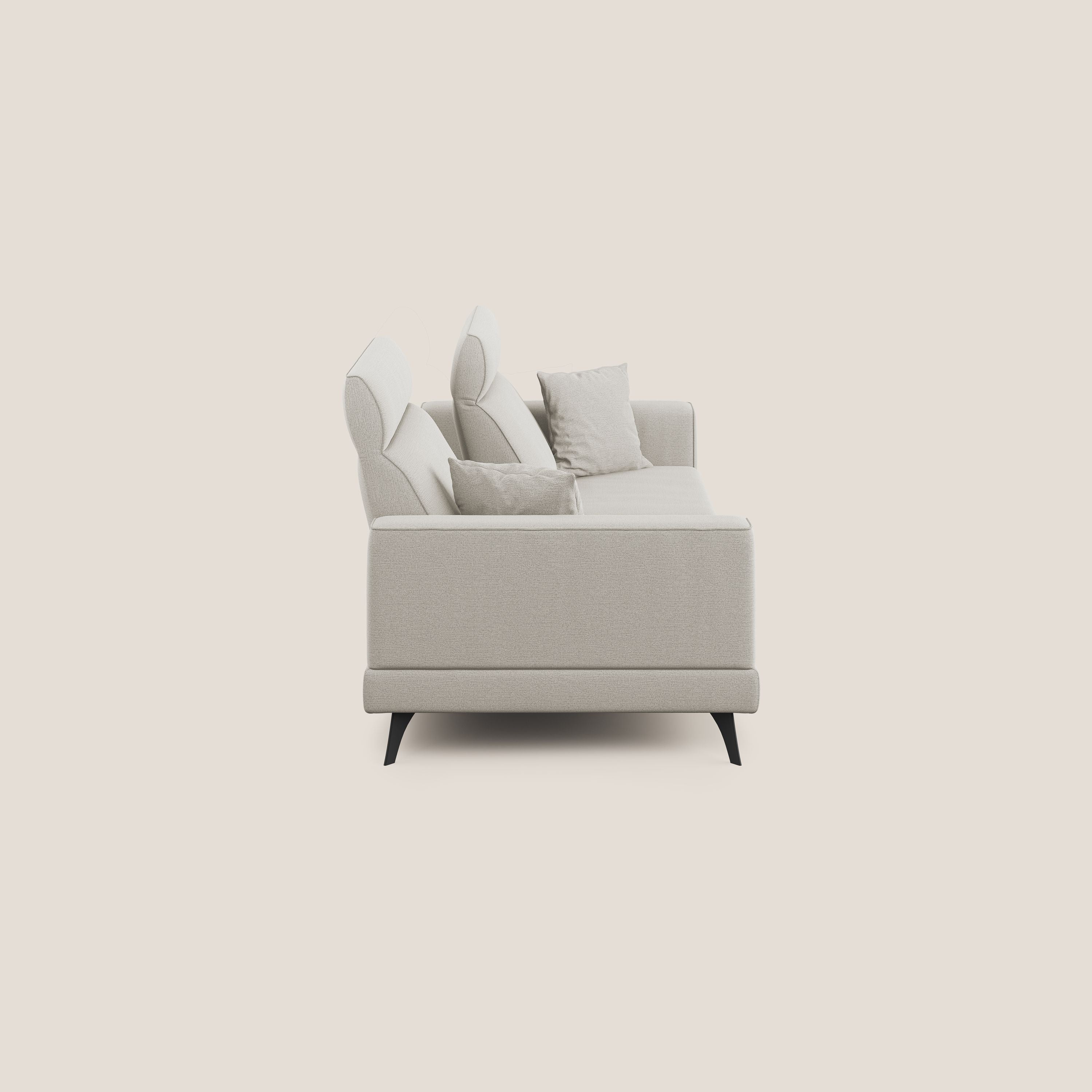 Slide Divano con schienali traslanti e poggiatesta in tessuto simil cotone impermeabile T19 panna - divani.store