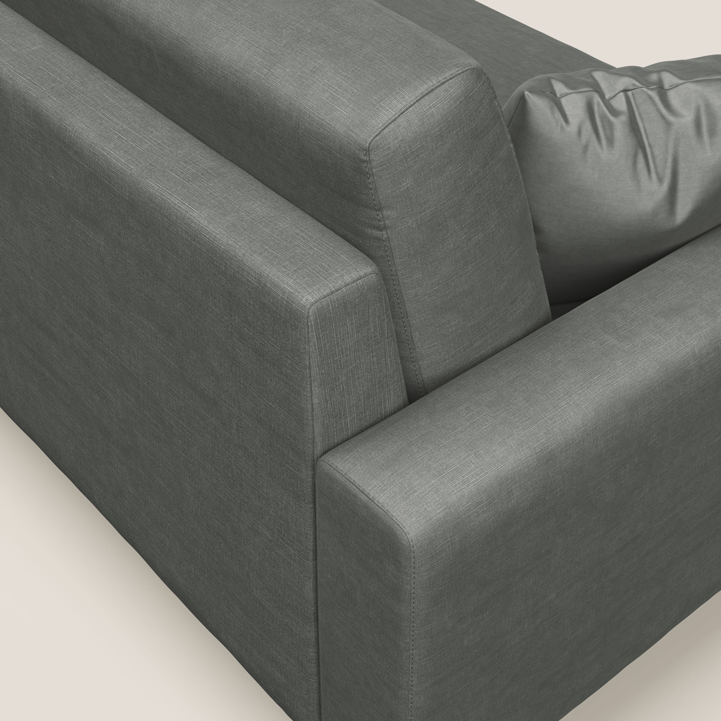 Arthur divano moderno angolare in velluto morbido impermeabile T01 grigio chiaro - divani.store