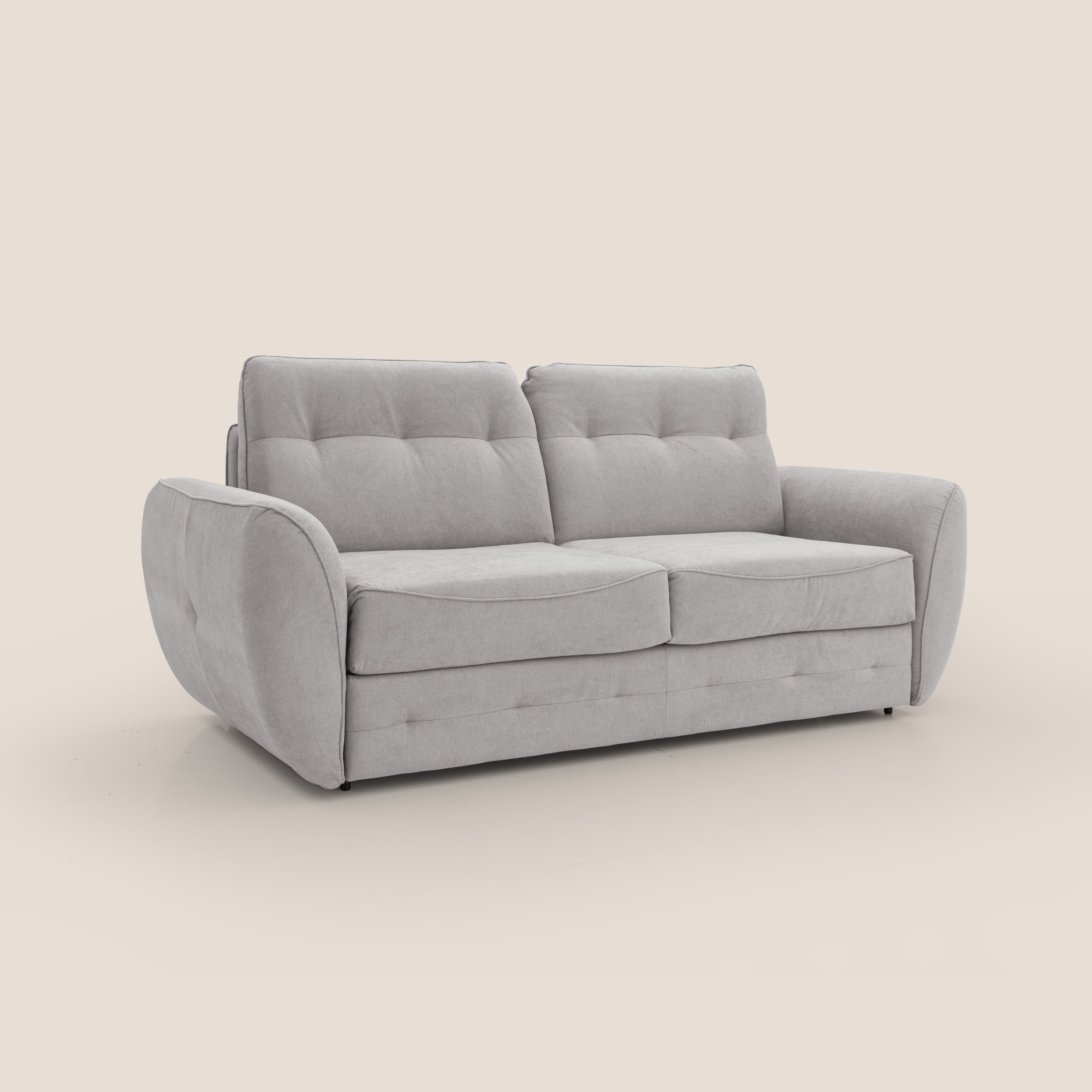 Zeus Divano letto scandinavo con schienale alto in tessuto impermeabile T02 grigio chiaro - divani.store