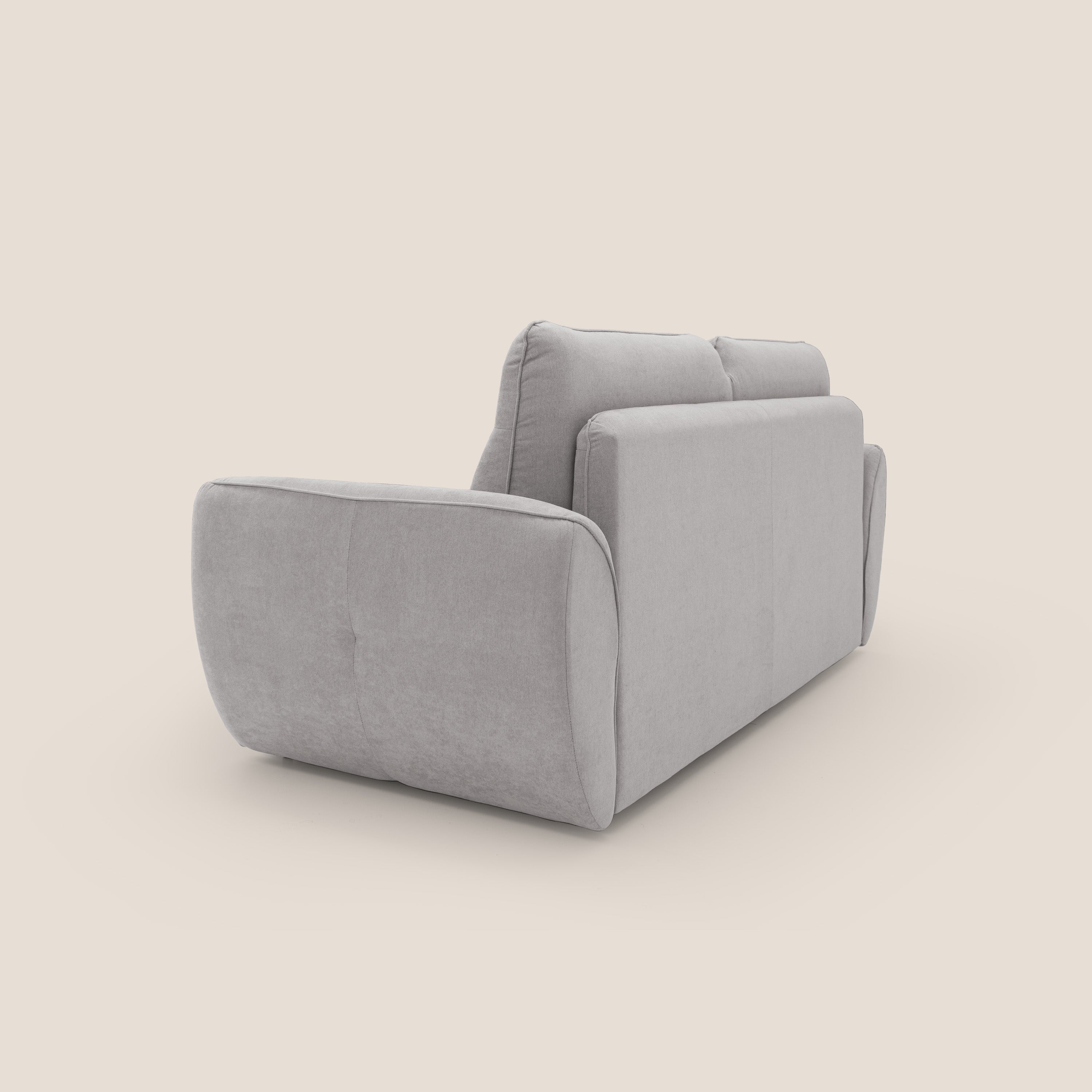 Zeus Divano letto scandinavo con schienale alto in tessuto impermeabile T02 grigio chiaro - divani.store