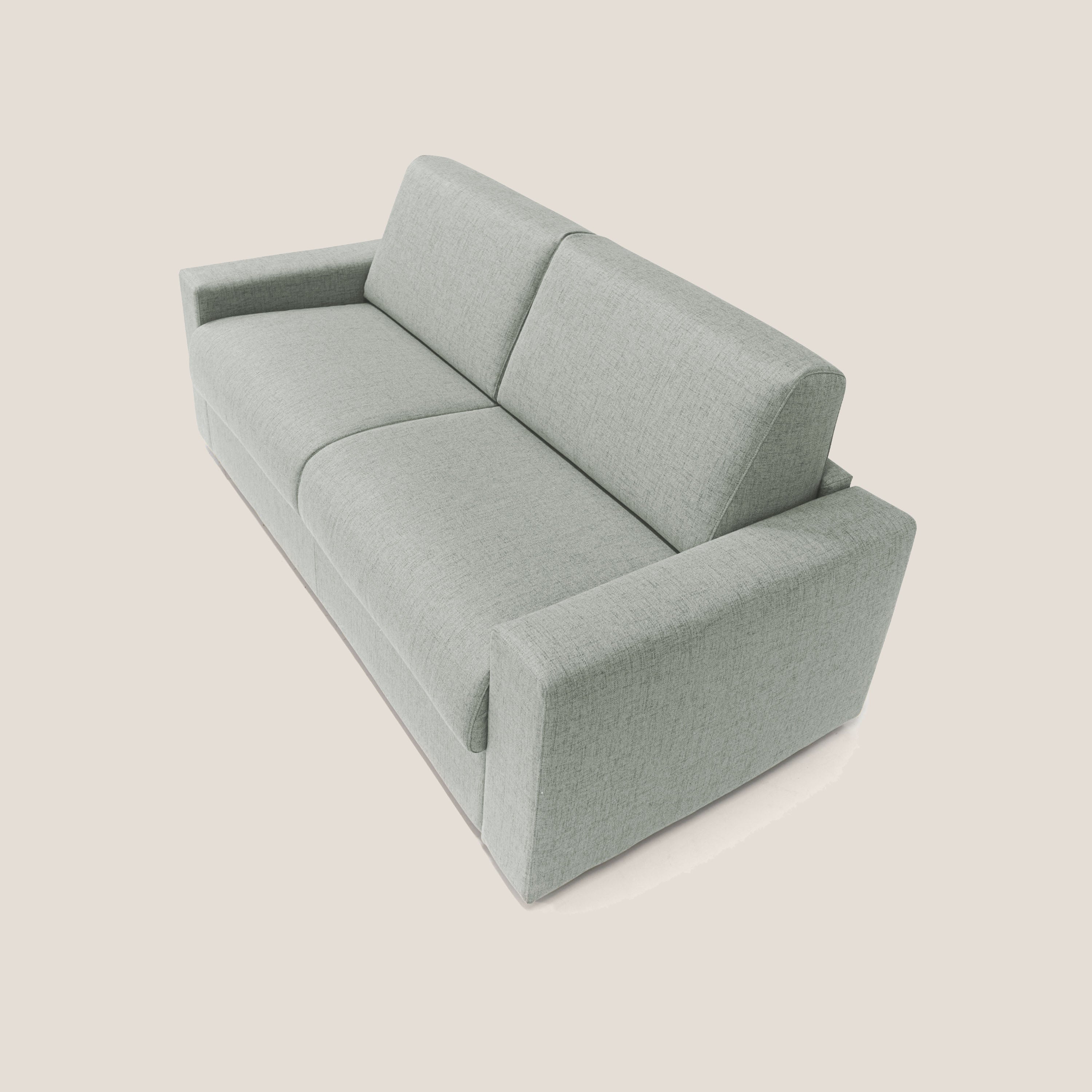 Nixon Divano letto matrimoniale con materasso 20 cm in tessuto impermeabile T03 grigio chiaro - divani.store