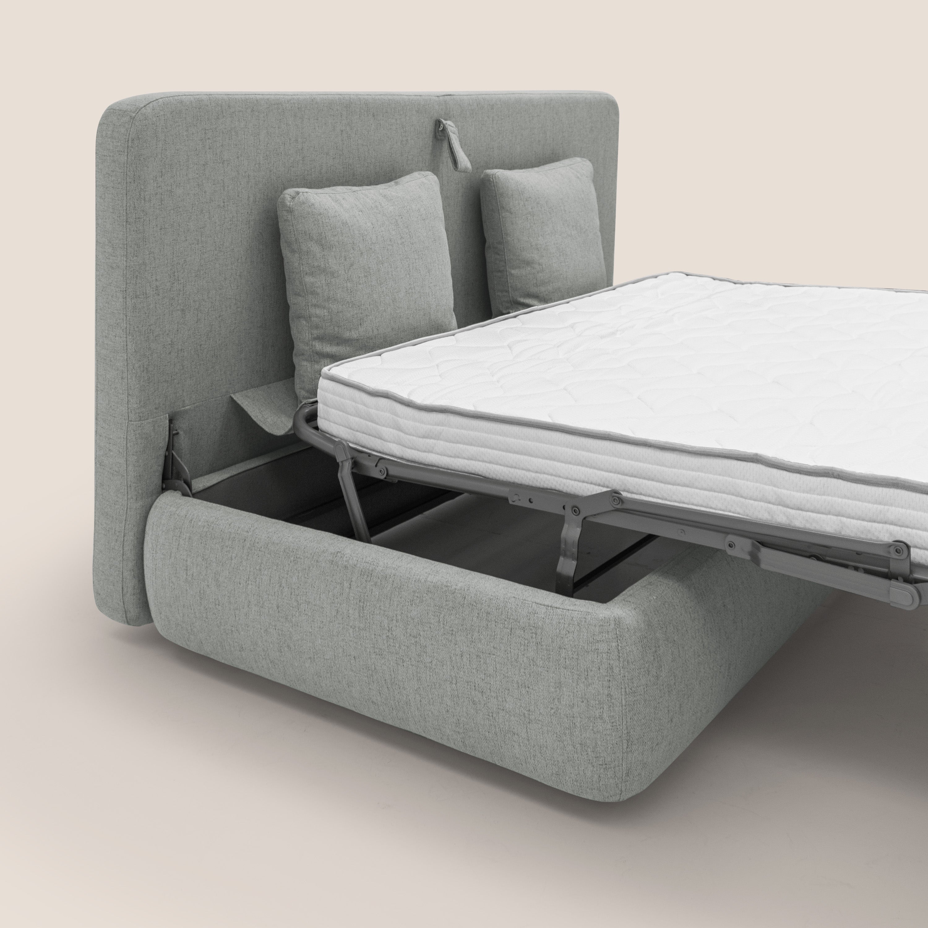 Gransasso Divano letto matrimoniale dal DESIGN innovativo in tessuto impermeabile T03 grigio chiaro - divani.store