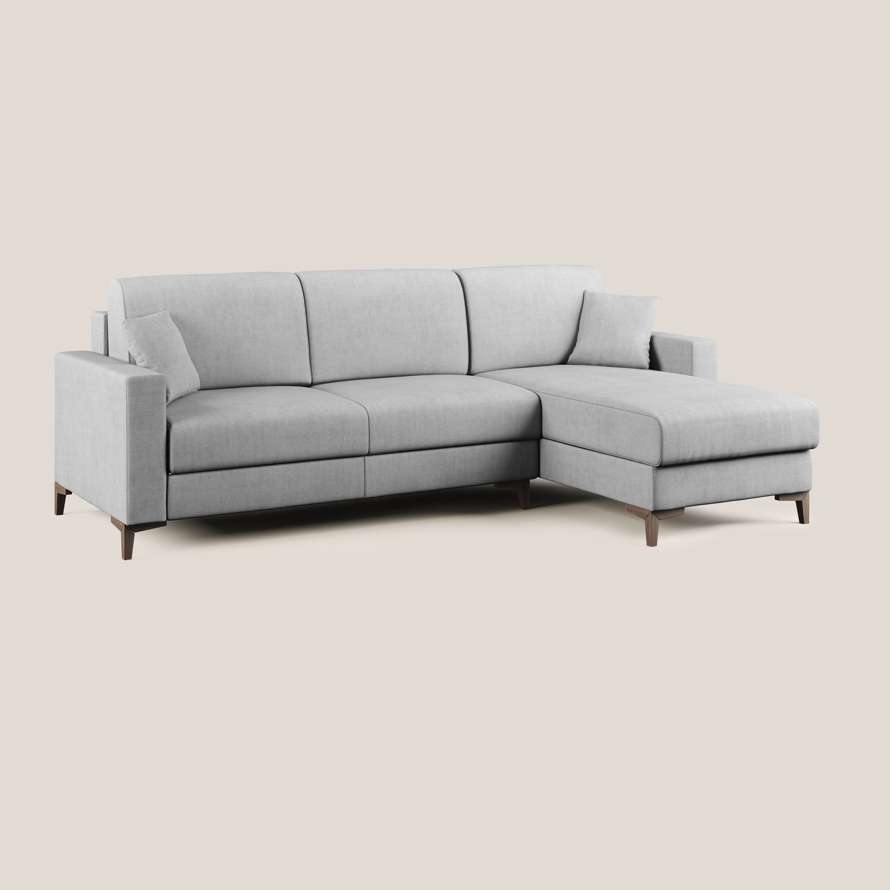Kafka divano letto angolare in morbido tessuto impermeabile T02 grigio chiaro - divani.store