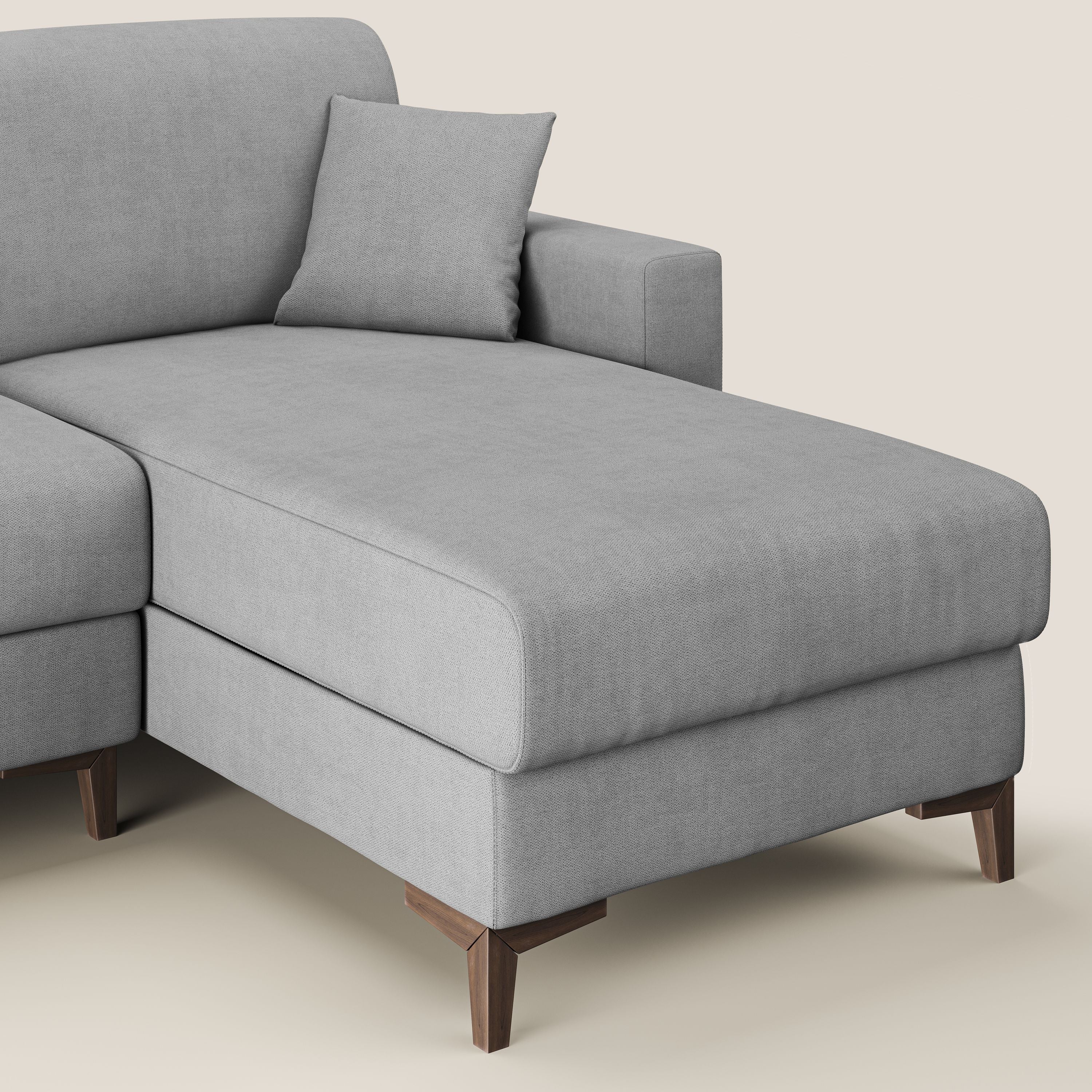 Kafka divano letto angolare in morbido tessuto impermeabile T02 grigio chiaro - divani.store