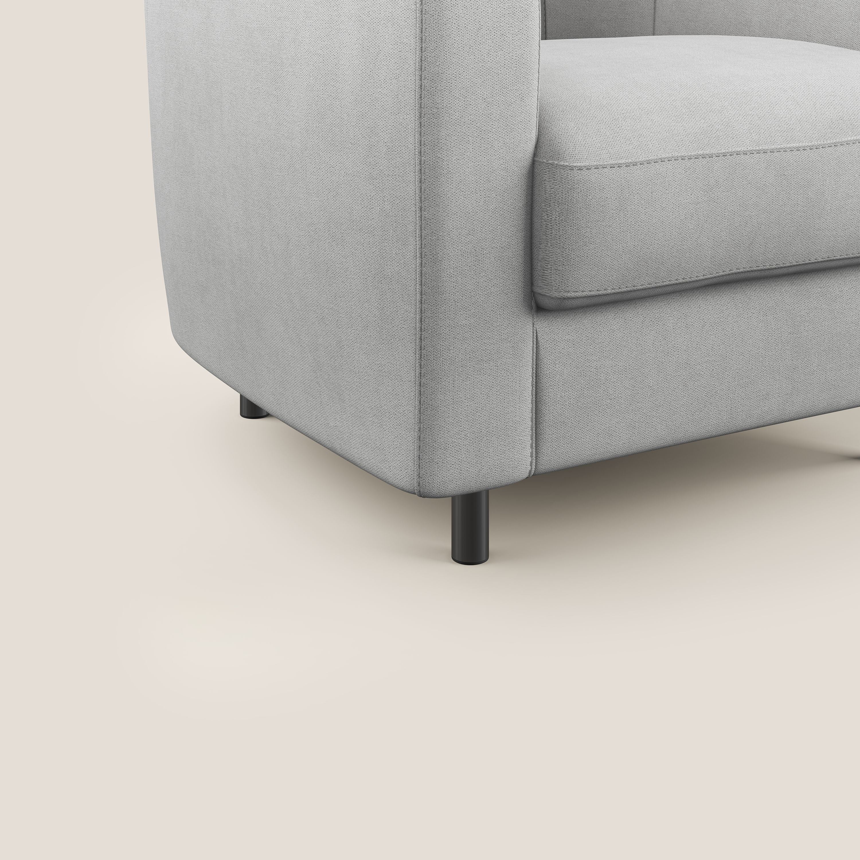 Pandora Poltroncina in tessuto morbido impermeabile T02 grigio chiaro - divani.store