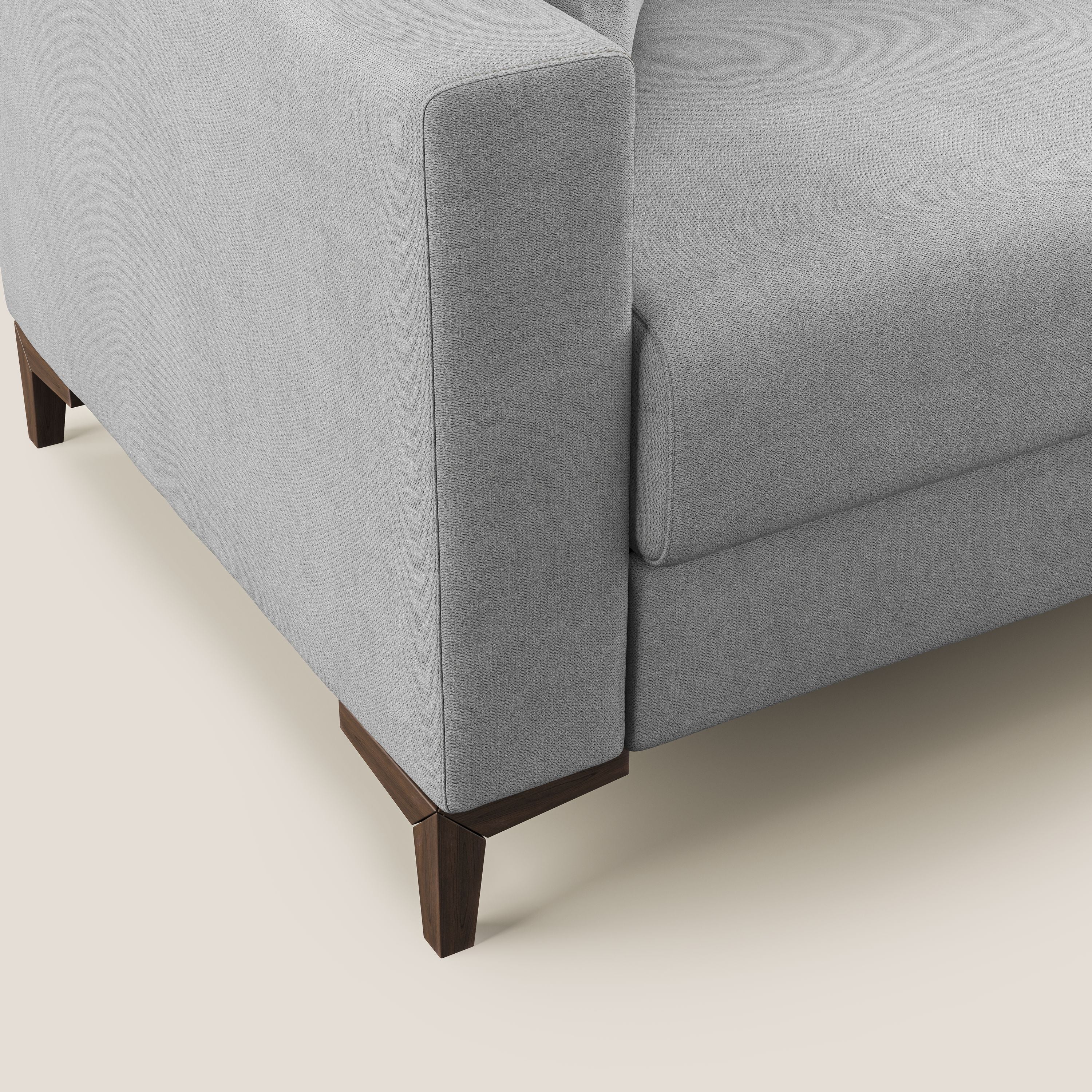 Kafka divano letto matrimoniale in morbido tessuto impermeabile T02 grigio chiaro - divani.store