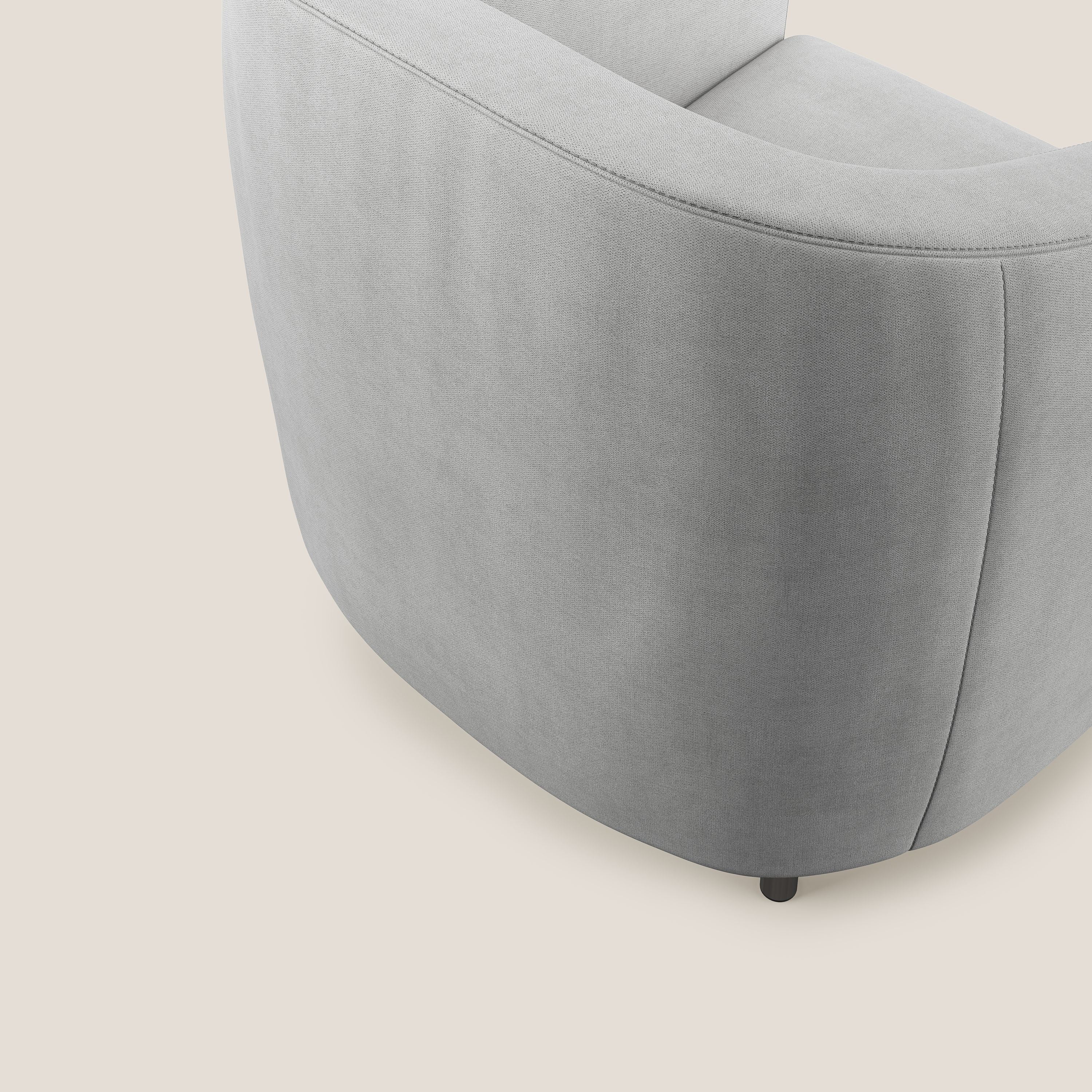 Pandora Poltroncina in tessuto morbido impermeabile T02 grigio chiaro - divani.store