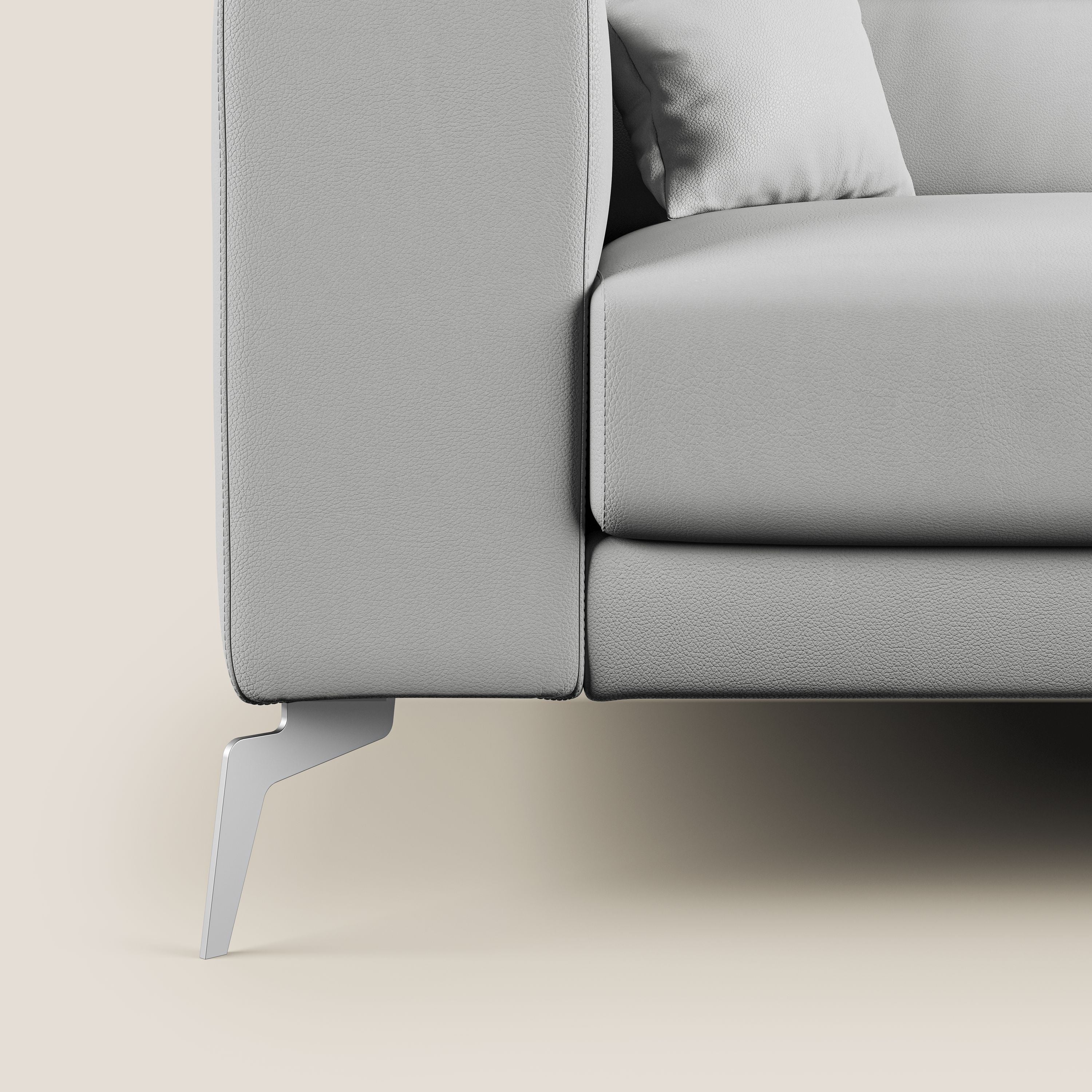 Blade Divano moderno con poggiatesta reclinabili in Ecopelle T04 grigio chiaro - divani.store