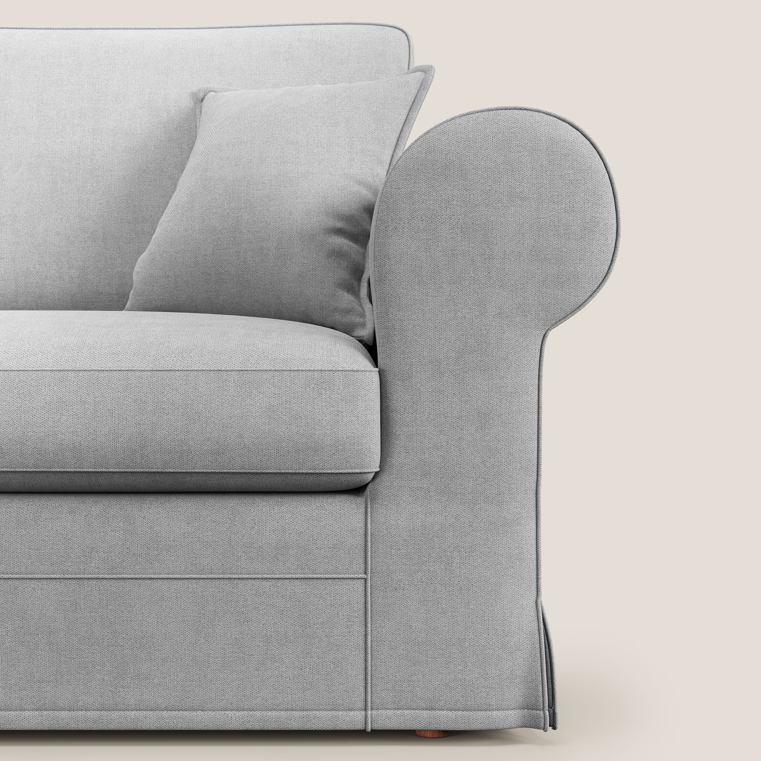 Lady divano classico in piuma d'oca realizzato con tessuto impermeabile T02 grigio chiaro - divani.store