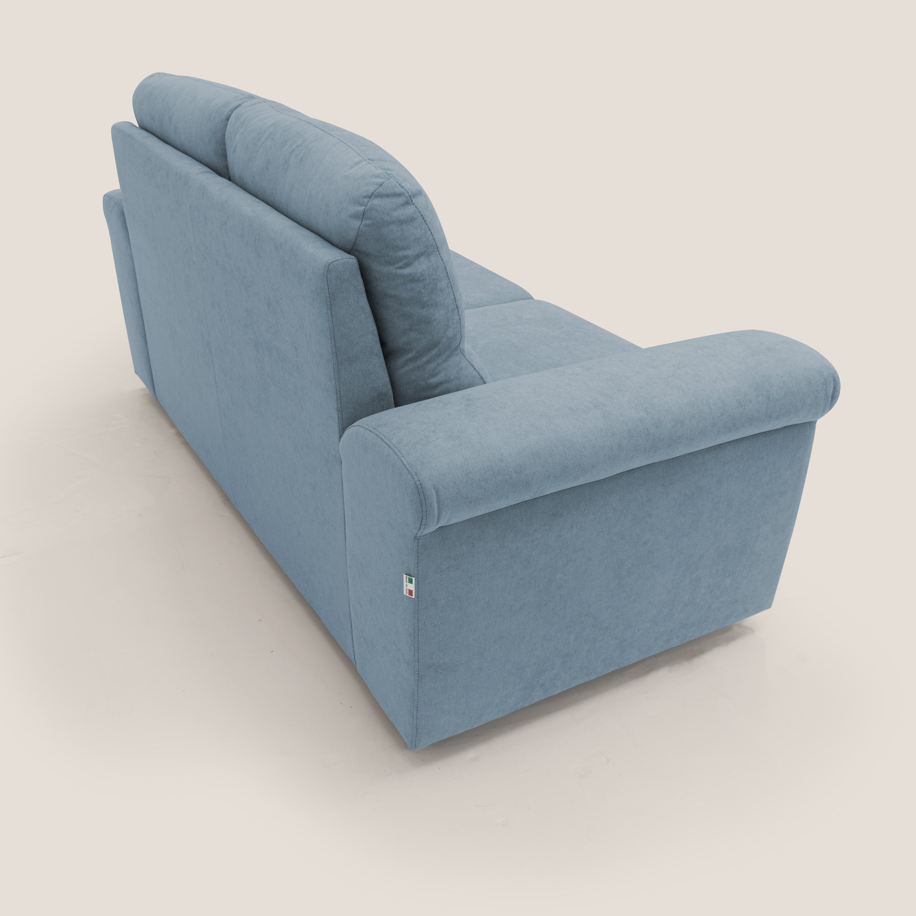 Minerva divano con pouf estraibile poggiapiedi in tessuto morbido impermeabile T02 carta da zucchero - divani.store