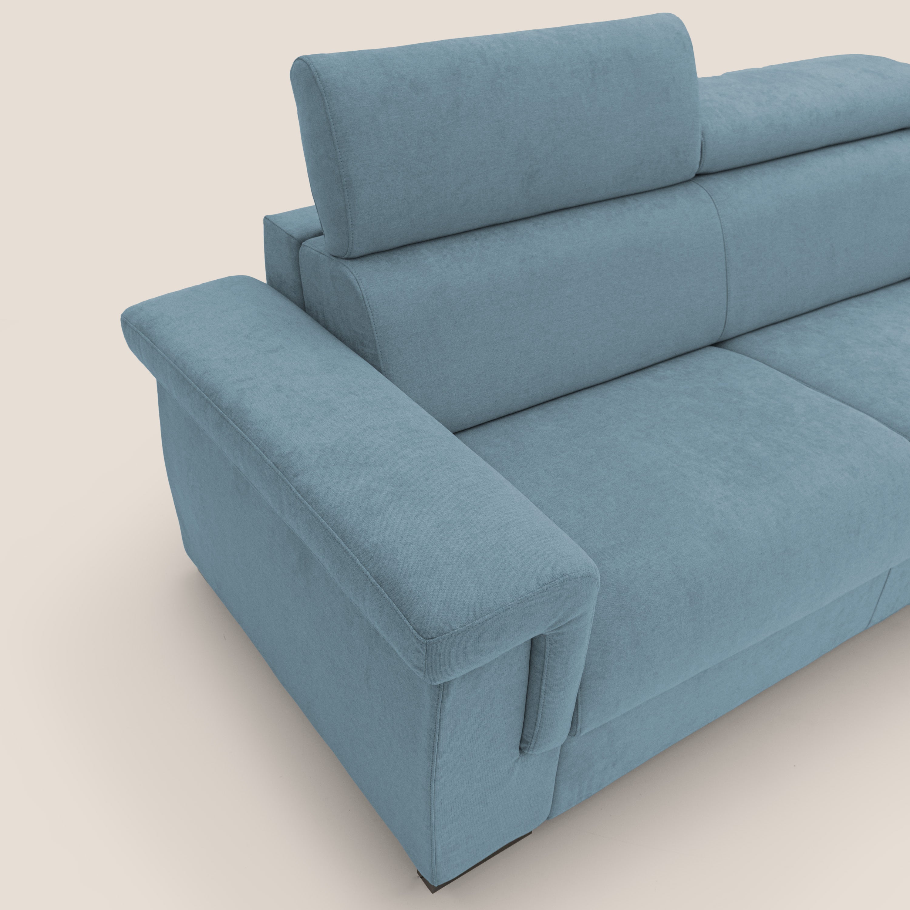 Bjorn divano letto sfoderabile con materasso H18 cm e poggiatesta reclinabili in tessuto impermeabile T02 carta da zucchero - divani.store