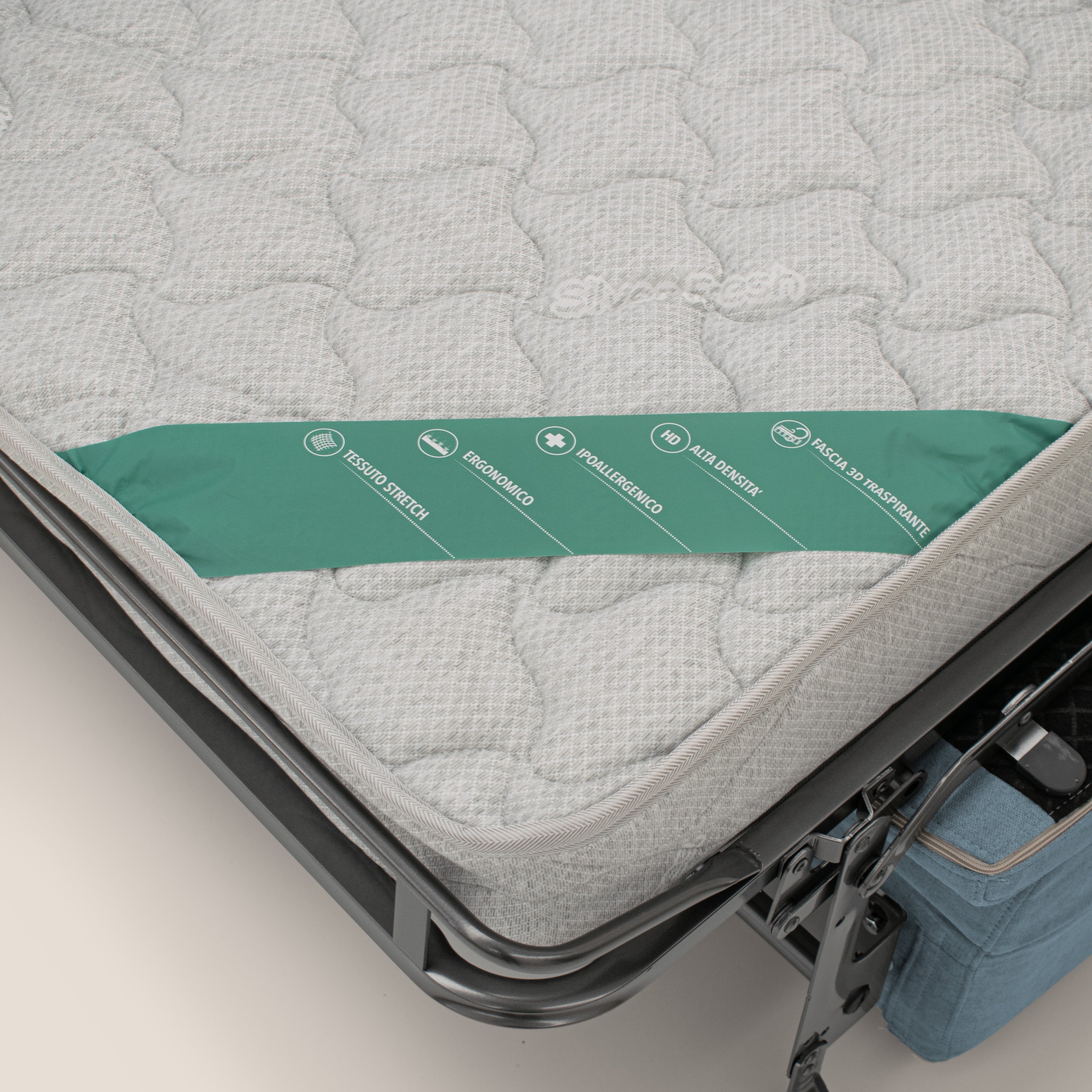 Bjorn divano letto sfoderabile con materasso H18 cm e poggiatesta reclinabili in tessuto impermeabile T02 carta da zucchero - divani.store