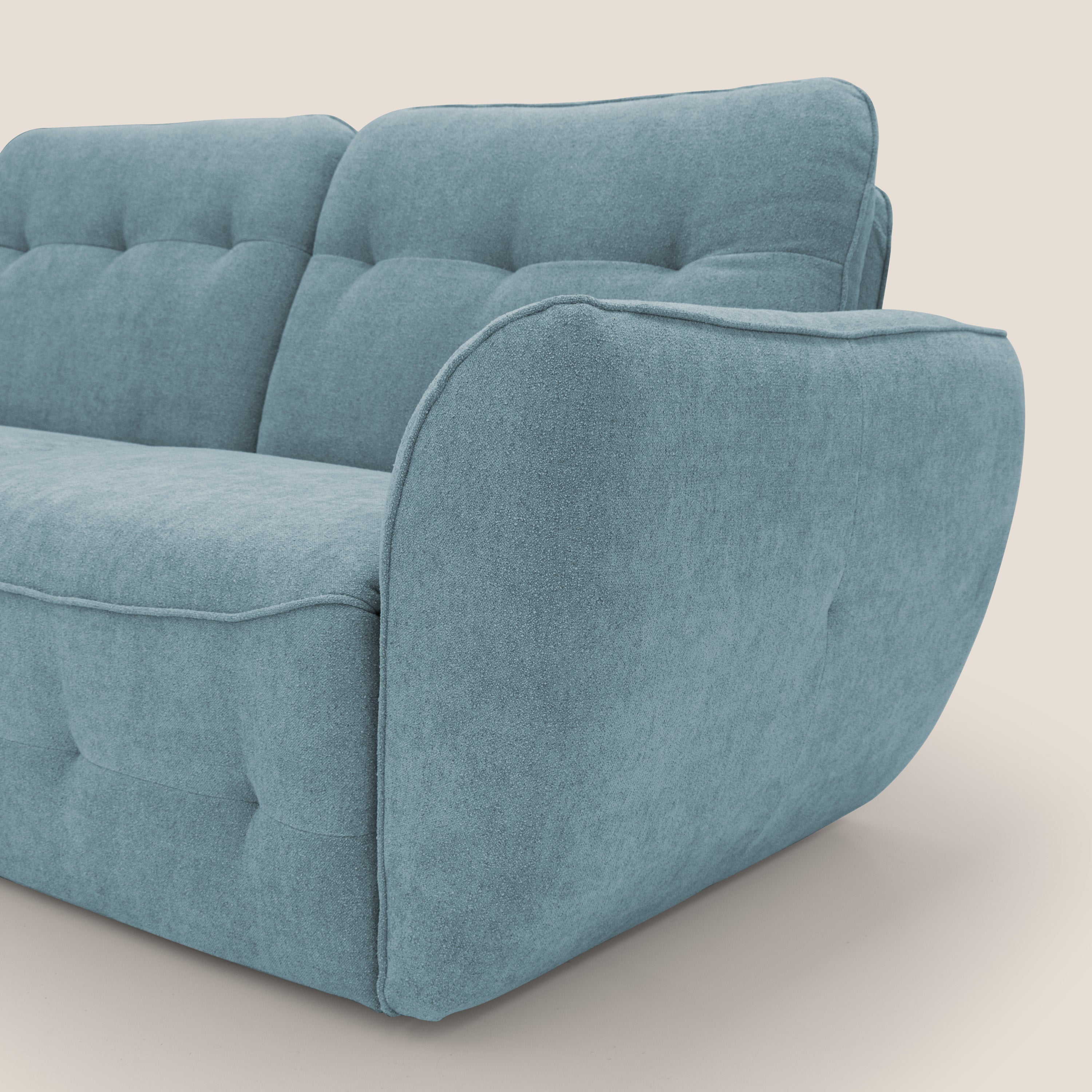 Cerbero divano 2 e 3 posti in morbido bouclé impermeabile T07 carta da zucchero - divani.store