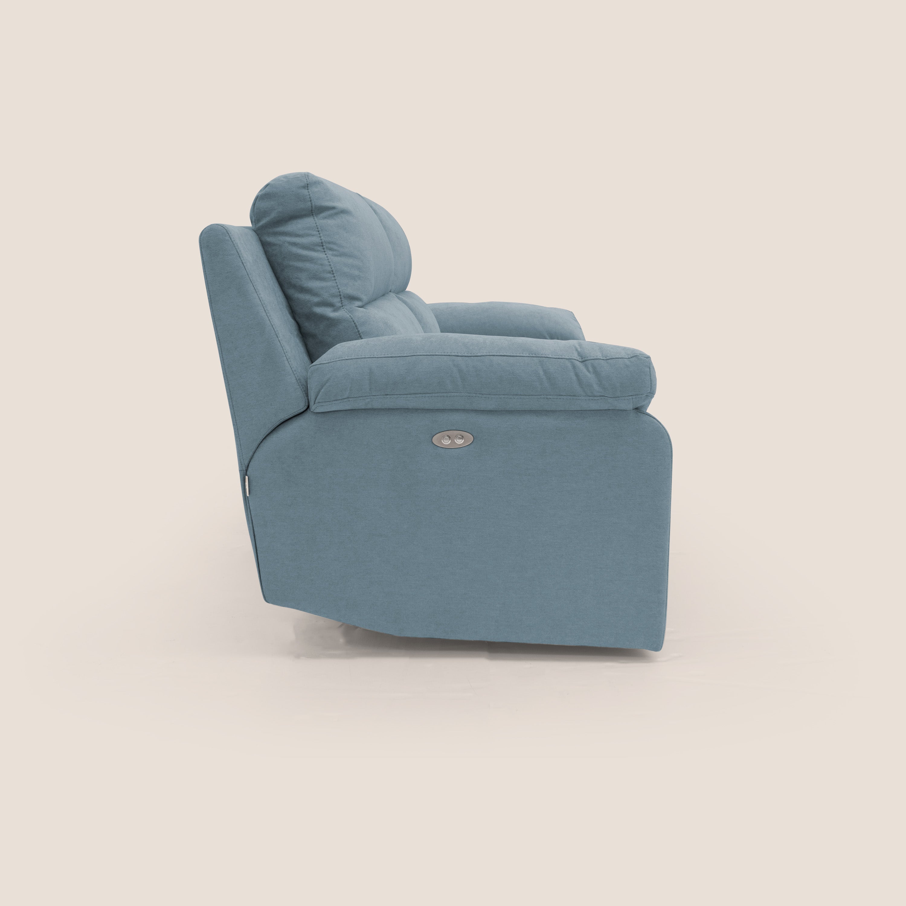 Romeo Divano relax con recliner elettrico in morbido tessuto impermeabile T02 carta da zucchero - divani.store