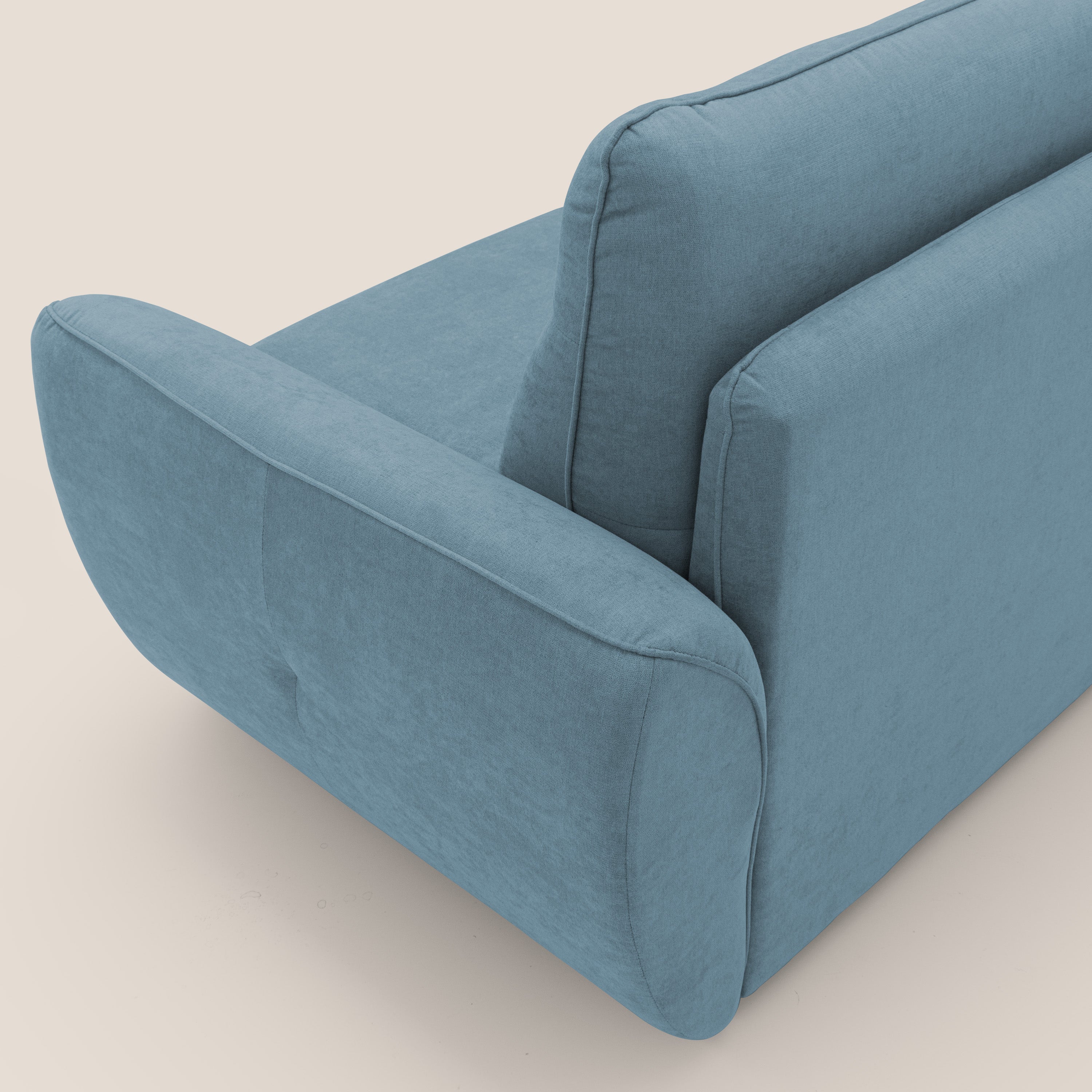 Zeus Divano letto scandinavo con schienale alto in tessuto impermeabile T02 carta da zucchero - divani.store