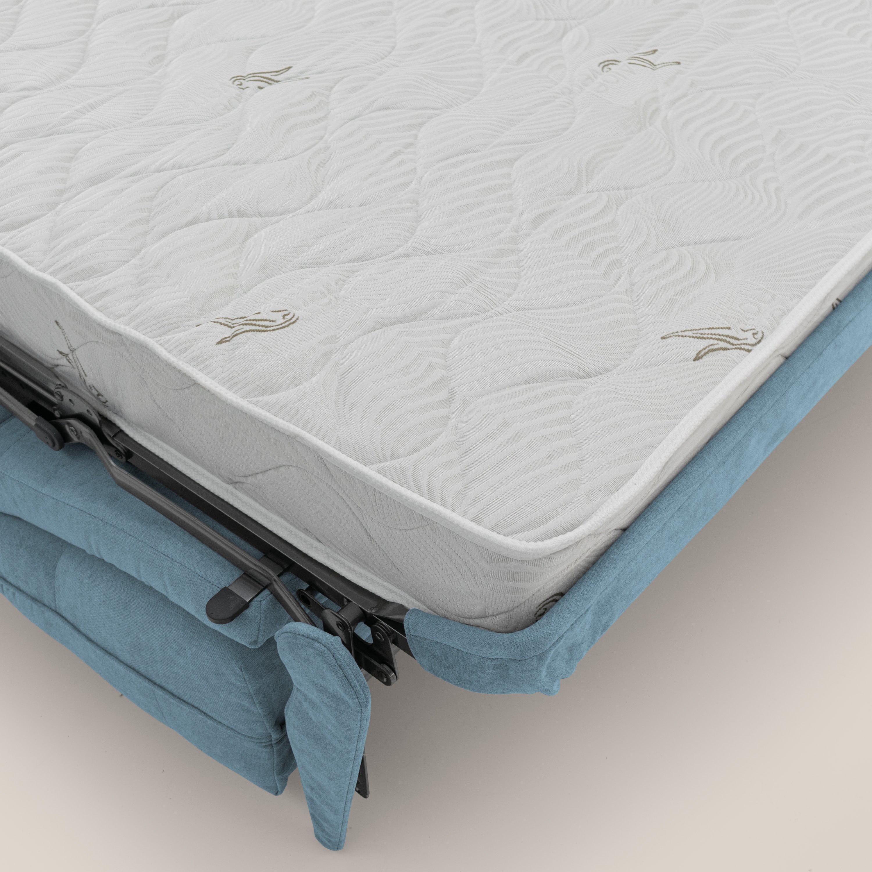 Zeus Divano letto scandinavo con schienale alto in tessuto impermeabile T02 carta da zucchero - divani.store