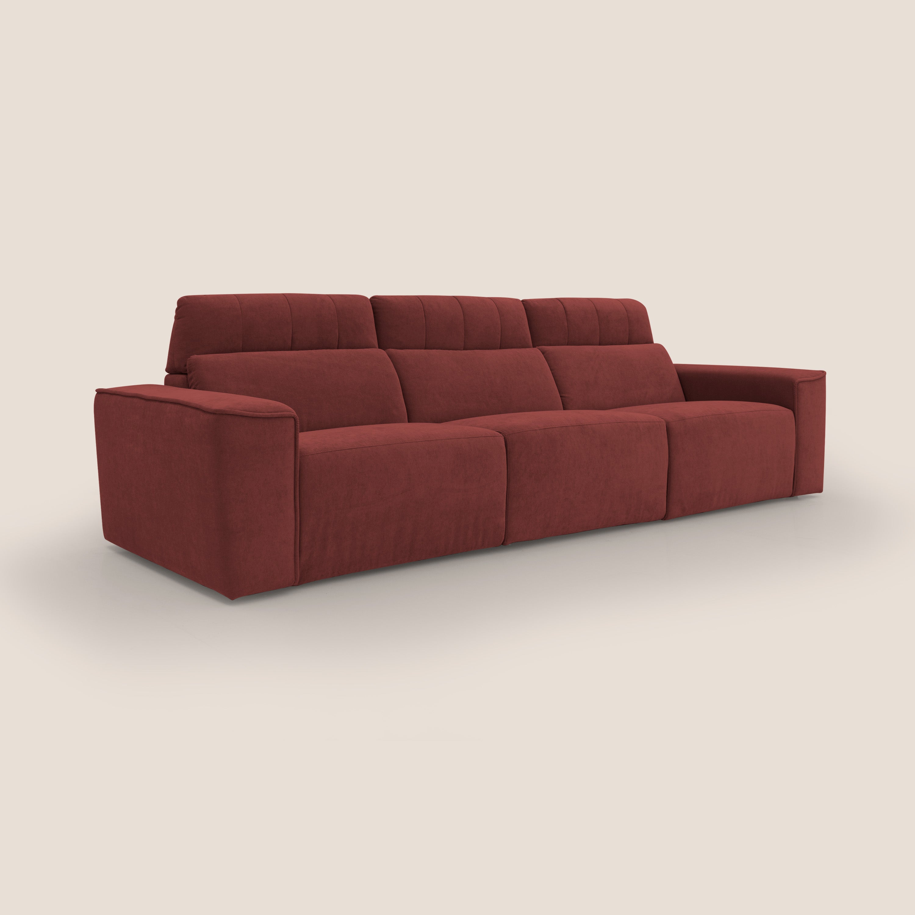 Clark Divano modulare 3 sedute con opzione relax elettrico in tessuto smacchiabile impermeabile T17 rosso - divani.store