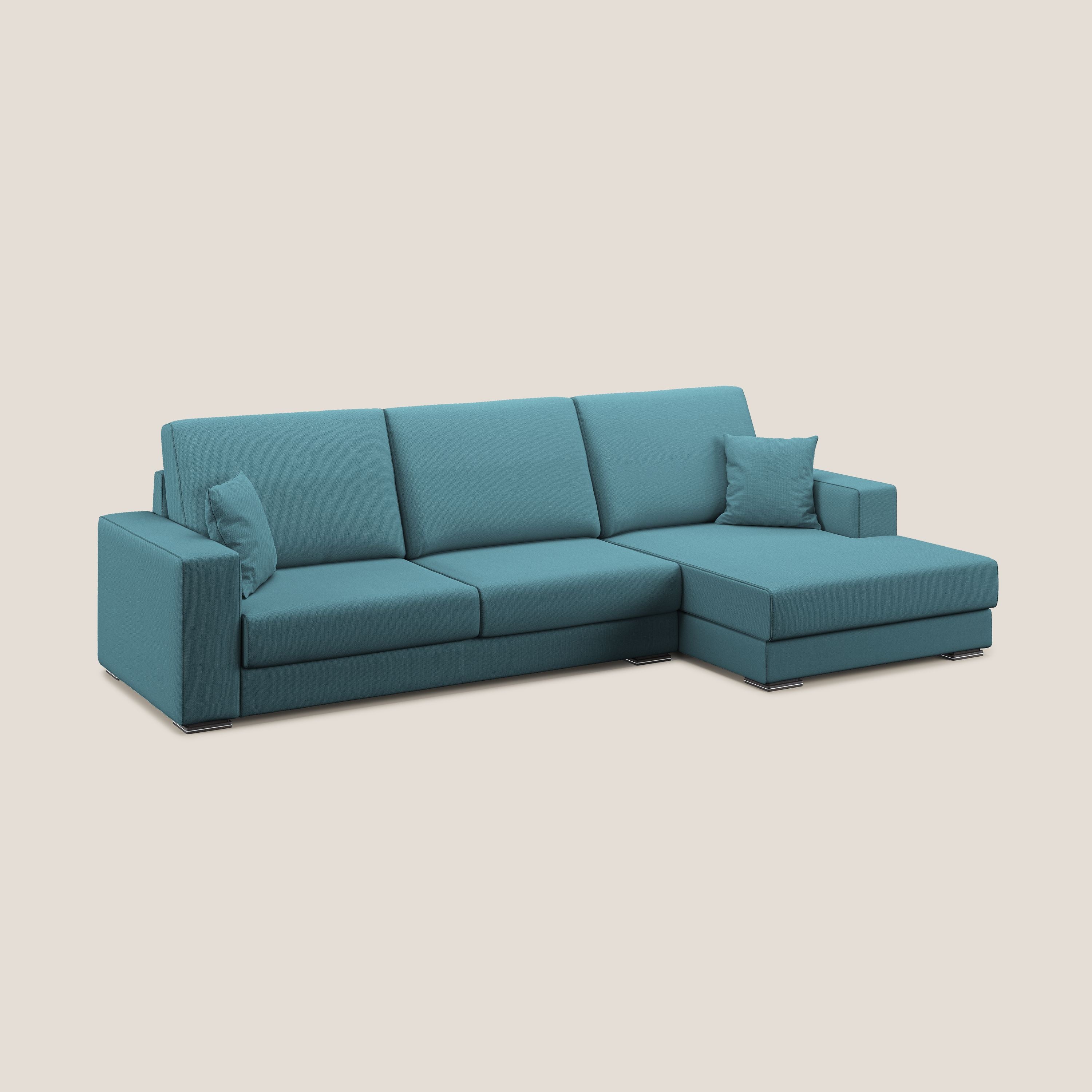 Marte divano angolare in tessuto smacchiabile impermeabile T08 azzurro - divani.store