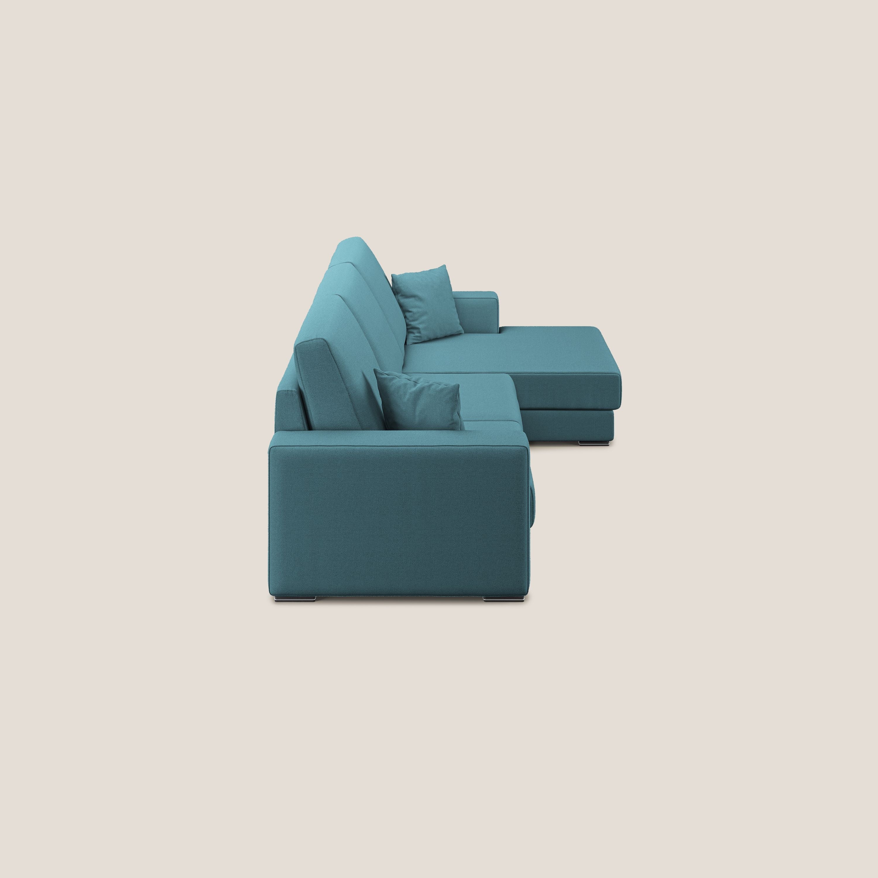 Marte divano angolare in tessuto smacchiabile impermeabile T08 azzurro - divani.store