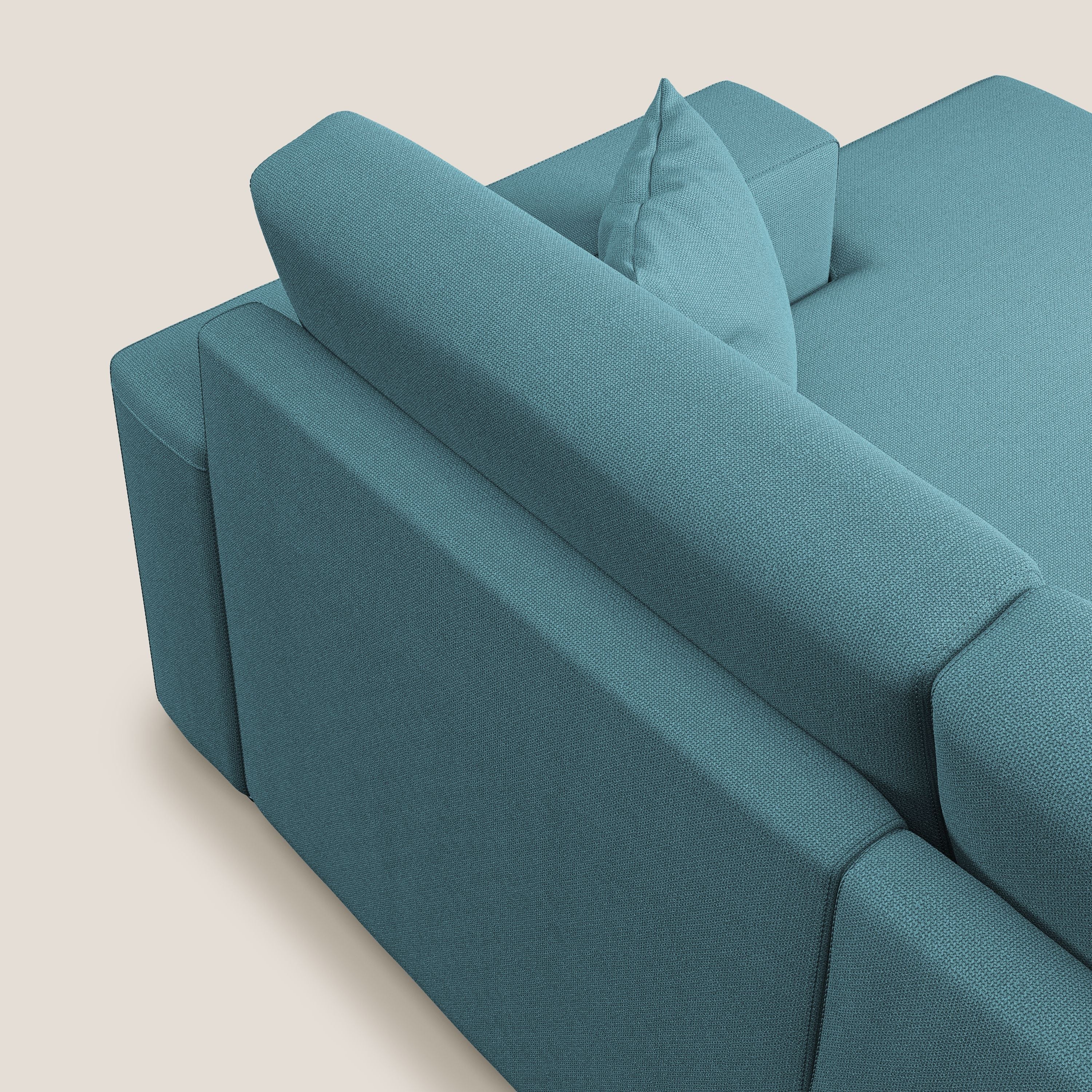 Marte divano angolare in tessuto smacchiabile impermeabile T08 azzurro - divani.store