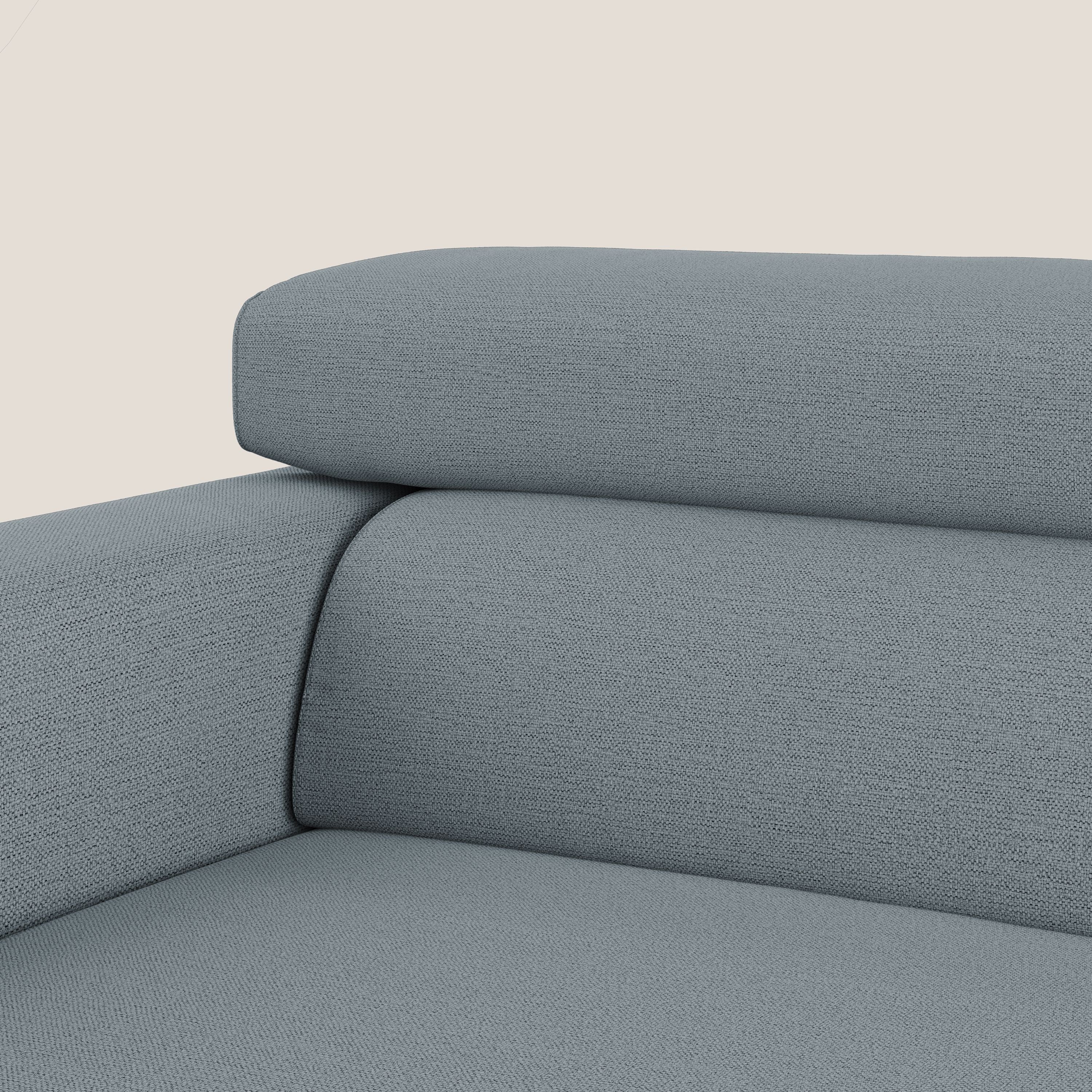 Dylan divano allungabile con pouf estraibile poggiapiedi in tessuto fiammato simil cotone impermeabile T19 carta da zucchero - divani.store