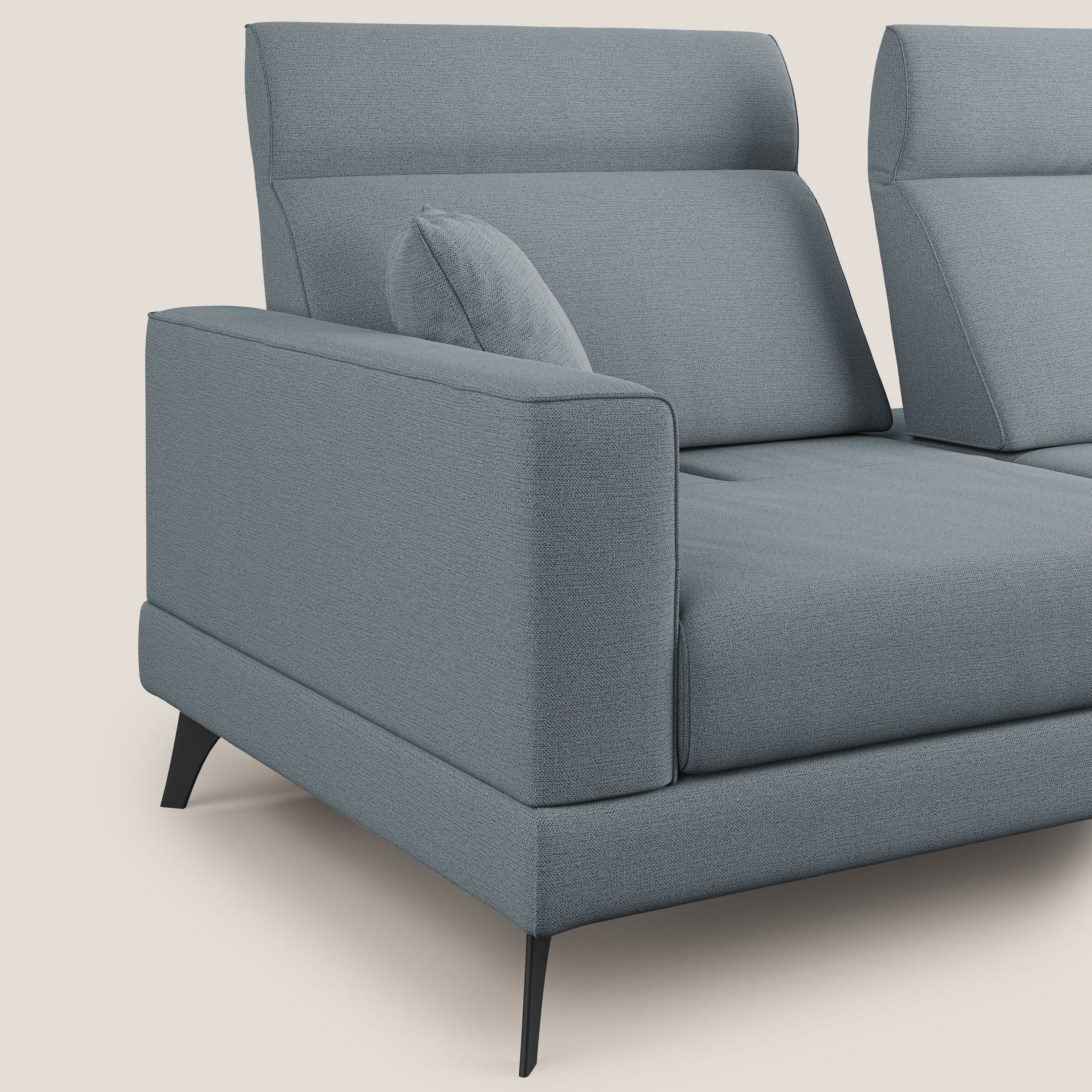 Slide Divano con schienali traslanti e poggiatesta in tessuto simil cotone impermeabile T19 carta da zucchero - divani.store