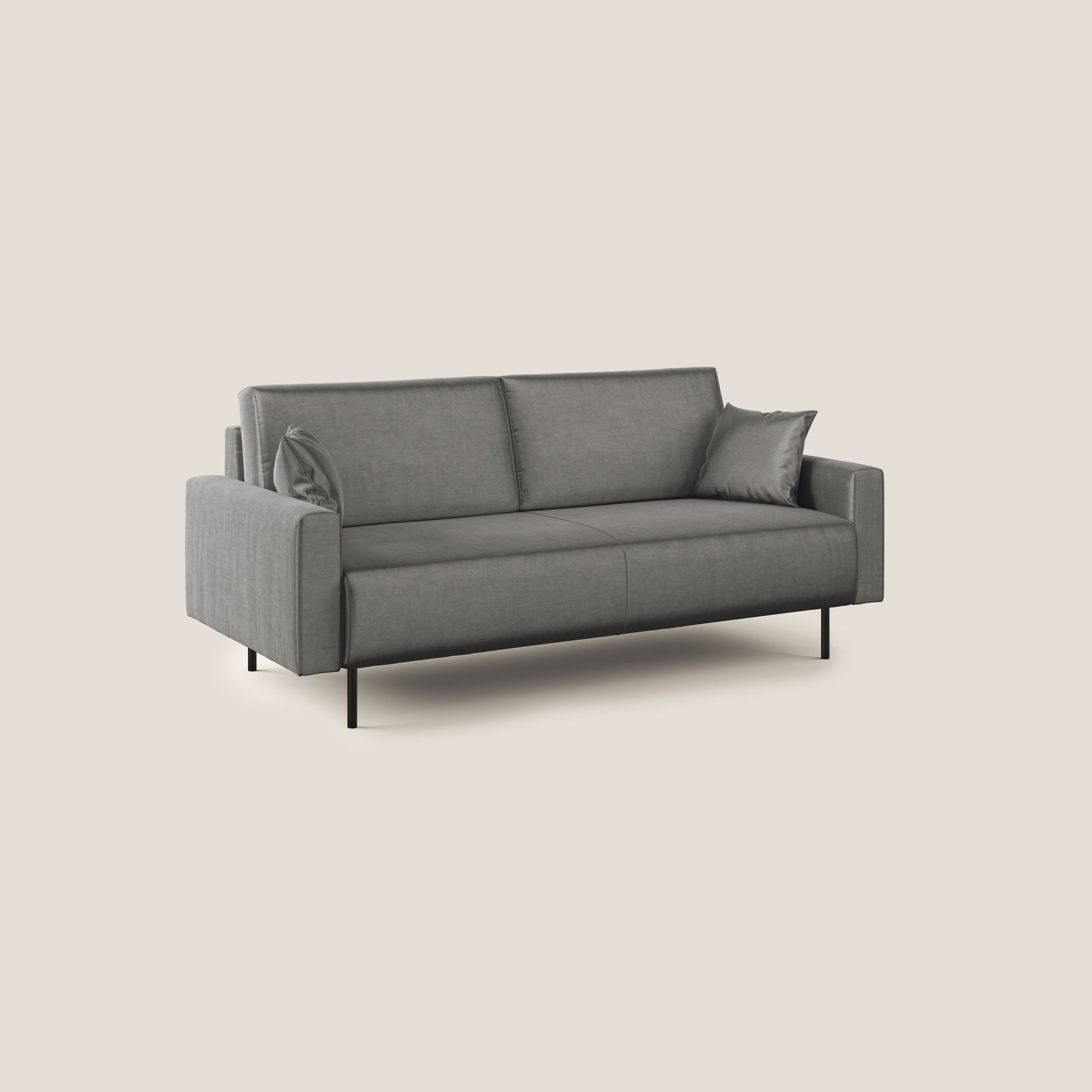 Arthur modernes Sofa 162 cm aus wasserfestem weichem Samt T01 GRAU