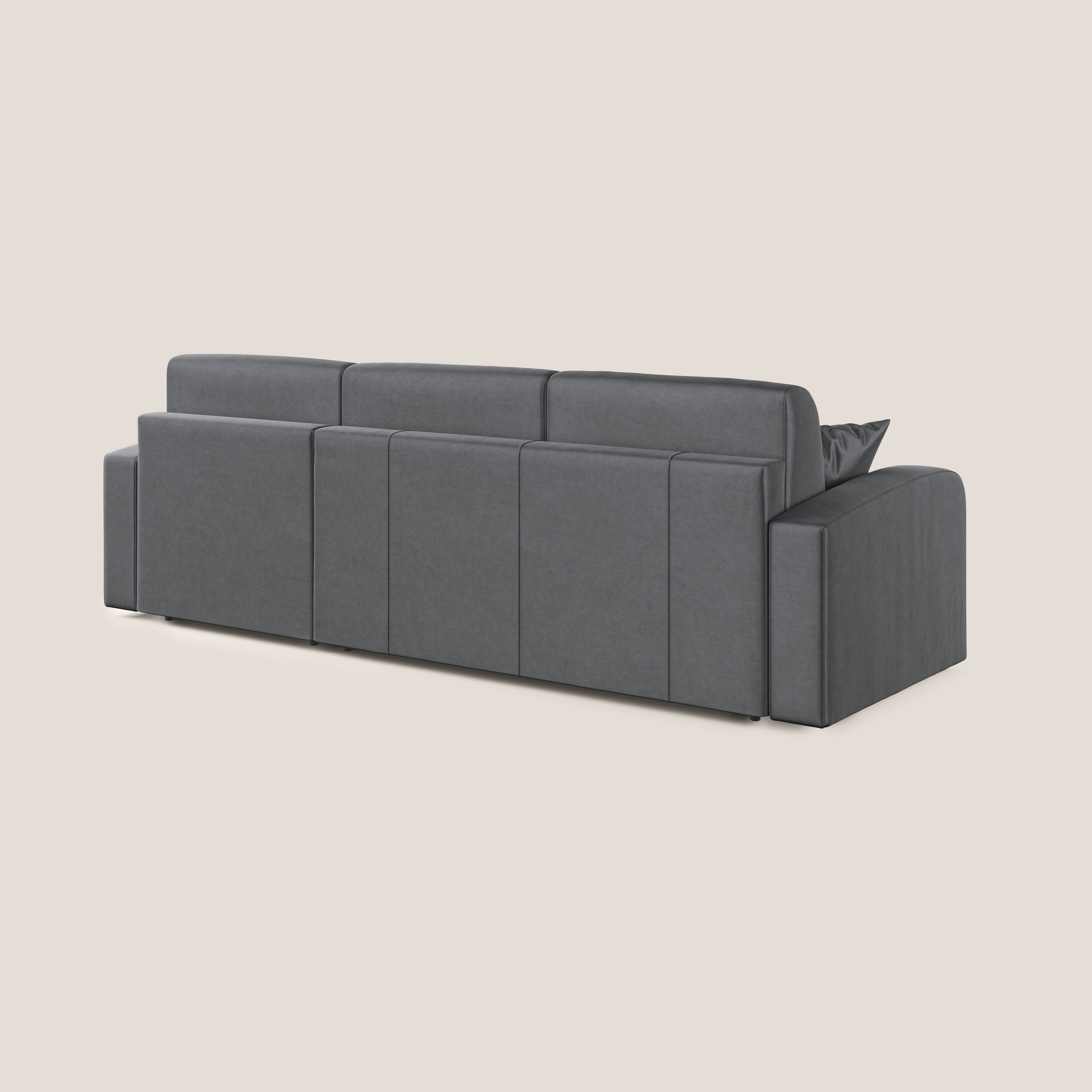 Lebron Divano letto angolare con penisola in velluto morbido T01 antracite - divani.store