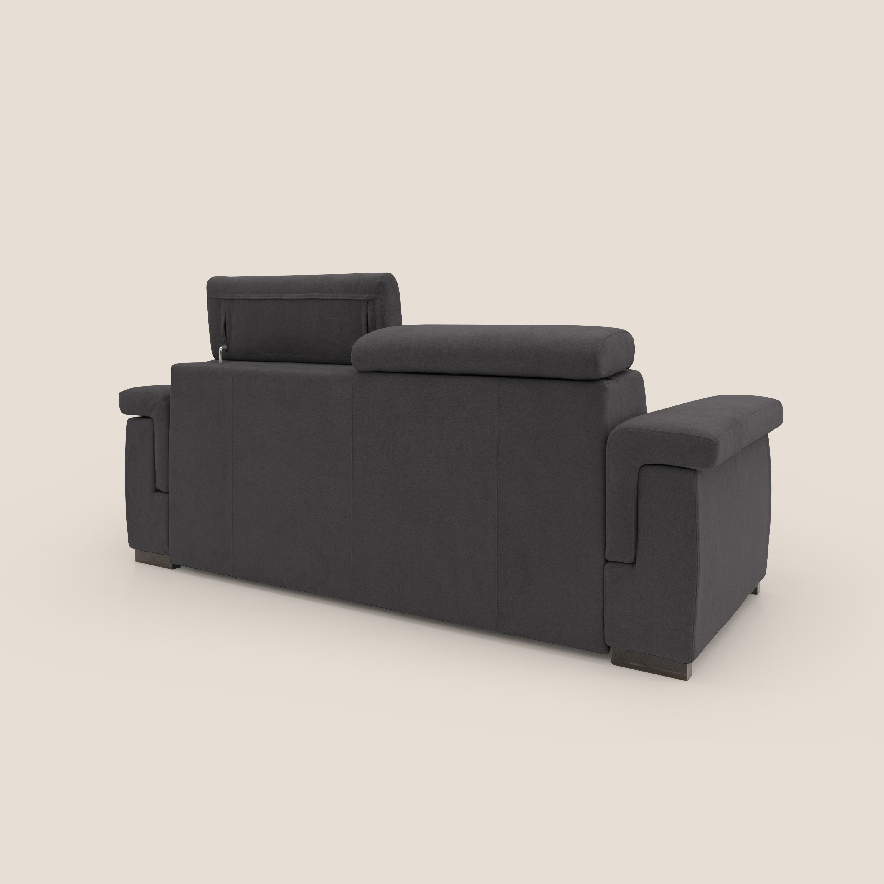 Bjorn divano letto sfoderabile con materasso H18 cm e poggiatesta reclinabili in tessuto impermeabile T02 nero - divani.store