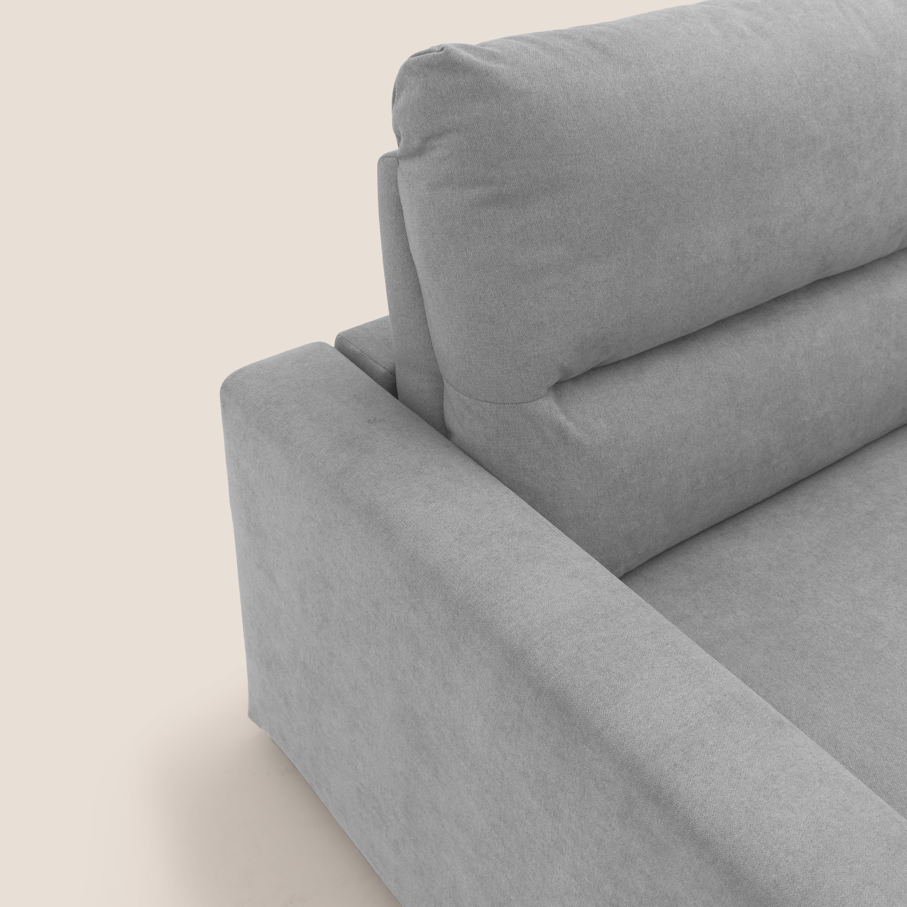 Paloma divano letto con materasso alto 18 cm con Aloe Vera in tessuto impermeabile grigio chiaro - divani.store