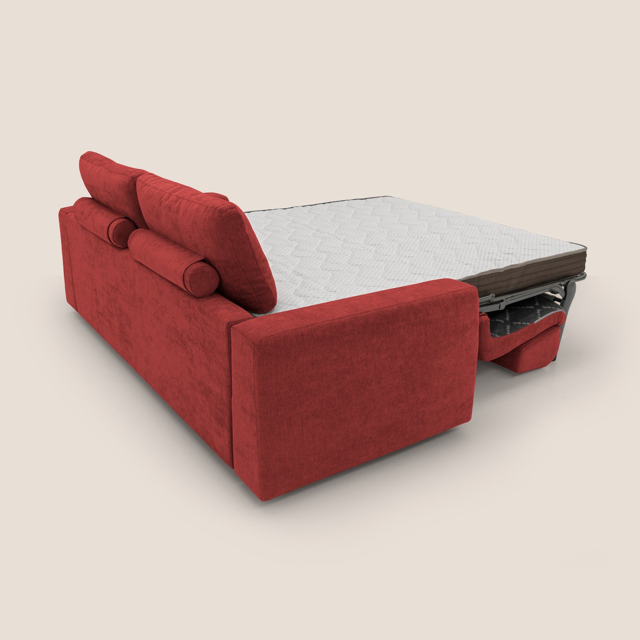 Freia Minimales Schlafsofa mit h15 cm Matratze und weichen Rückenlehnen aus wasserfestem Stoff T14