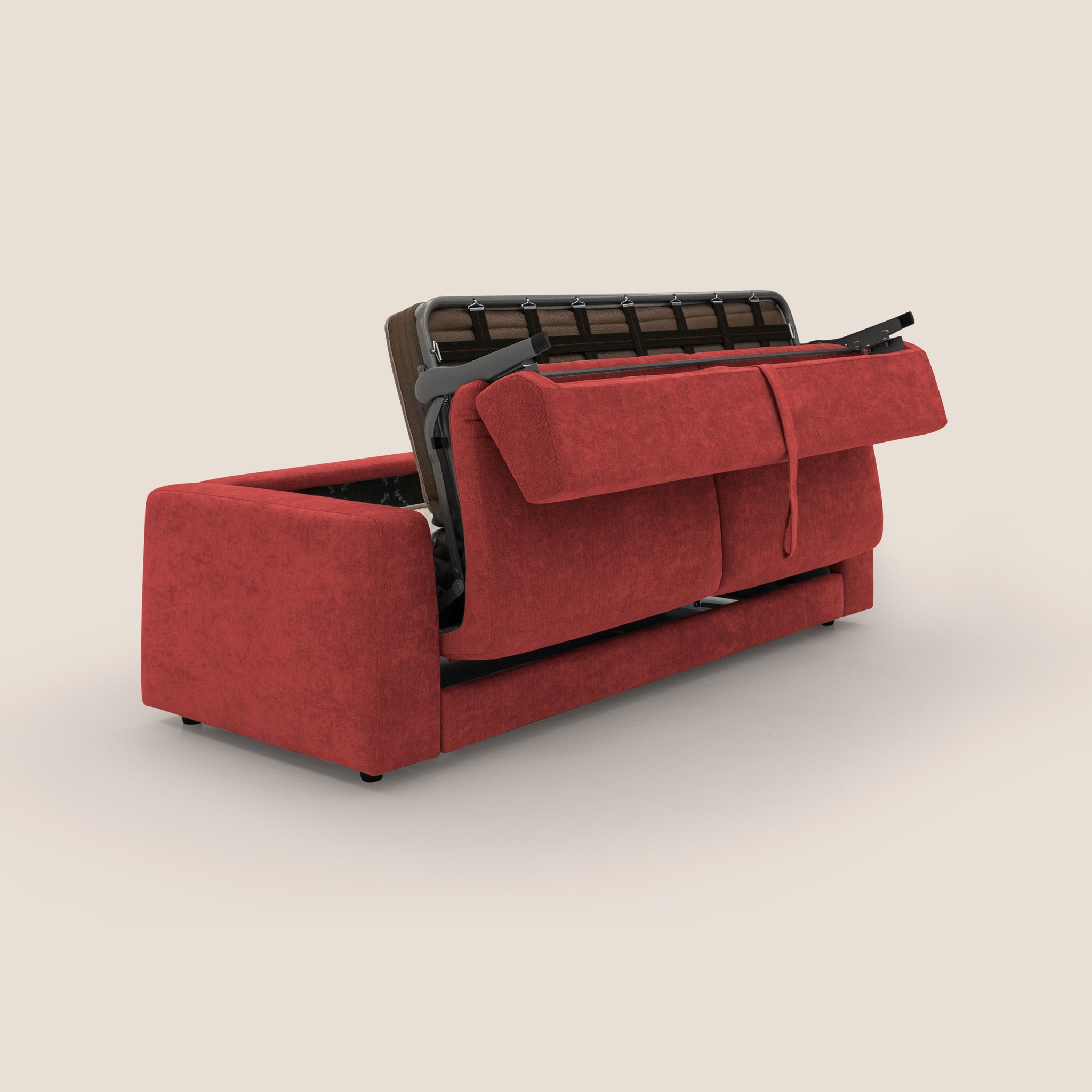 Freia Minimales Schlafsofa mit h15 cm Matratze und weichen Rückenlehnen aus wasserfestem Stoff T14