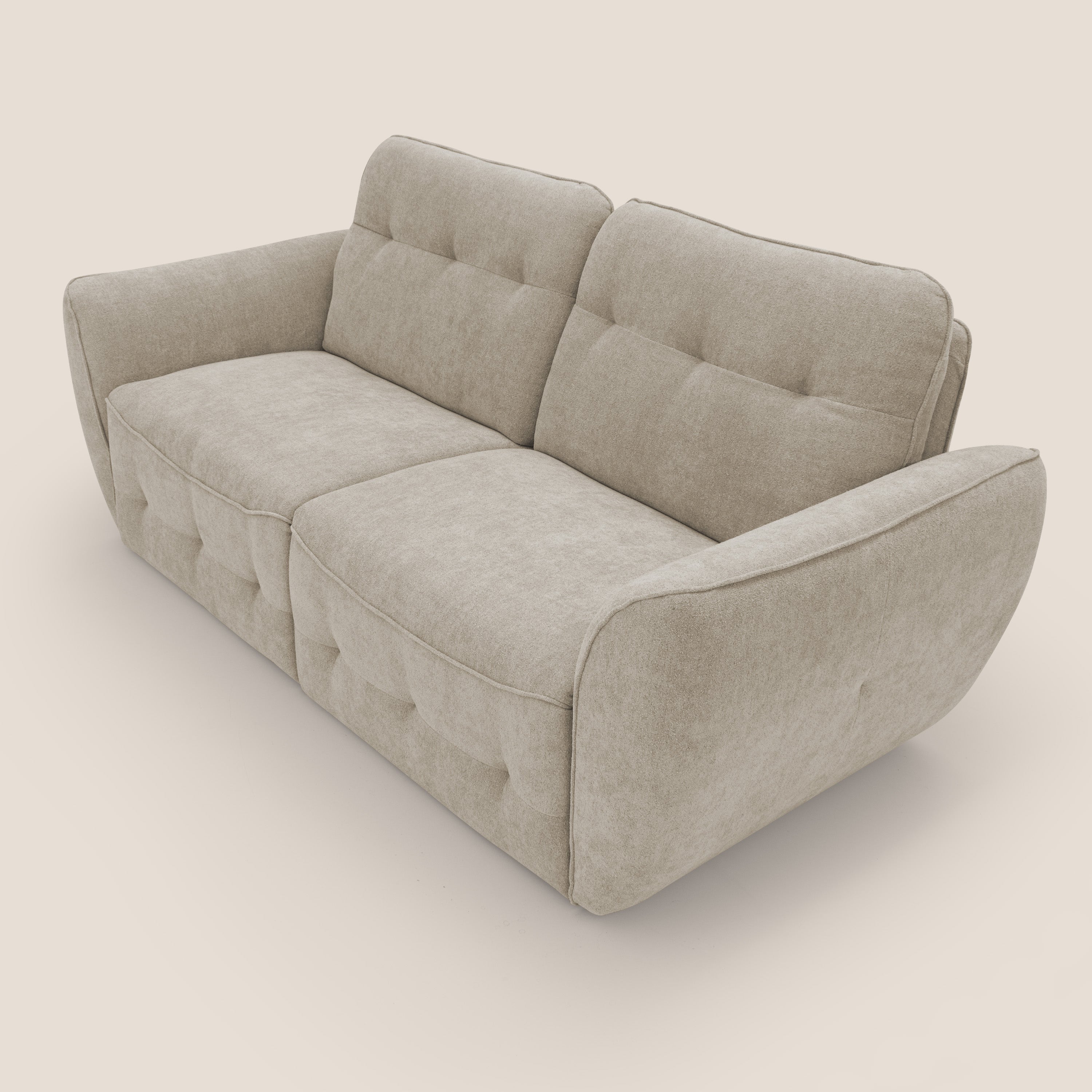 Cerbero divano 2 e 3 posti in morbido bouclé impermeabile T07 beige - divani.store