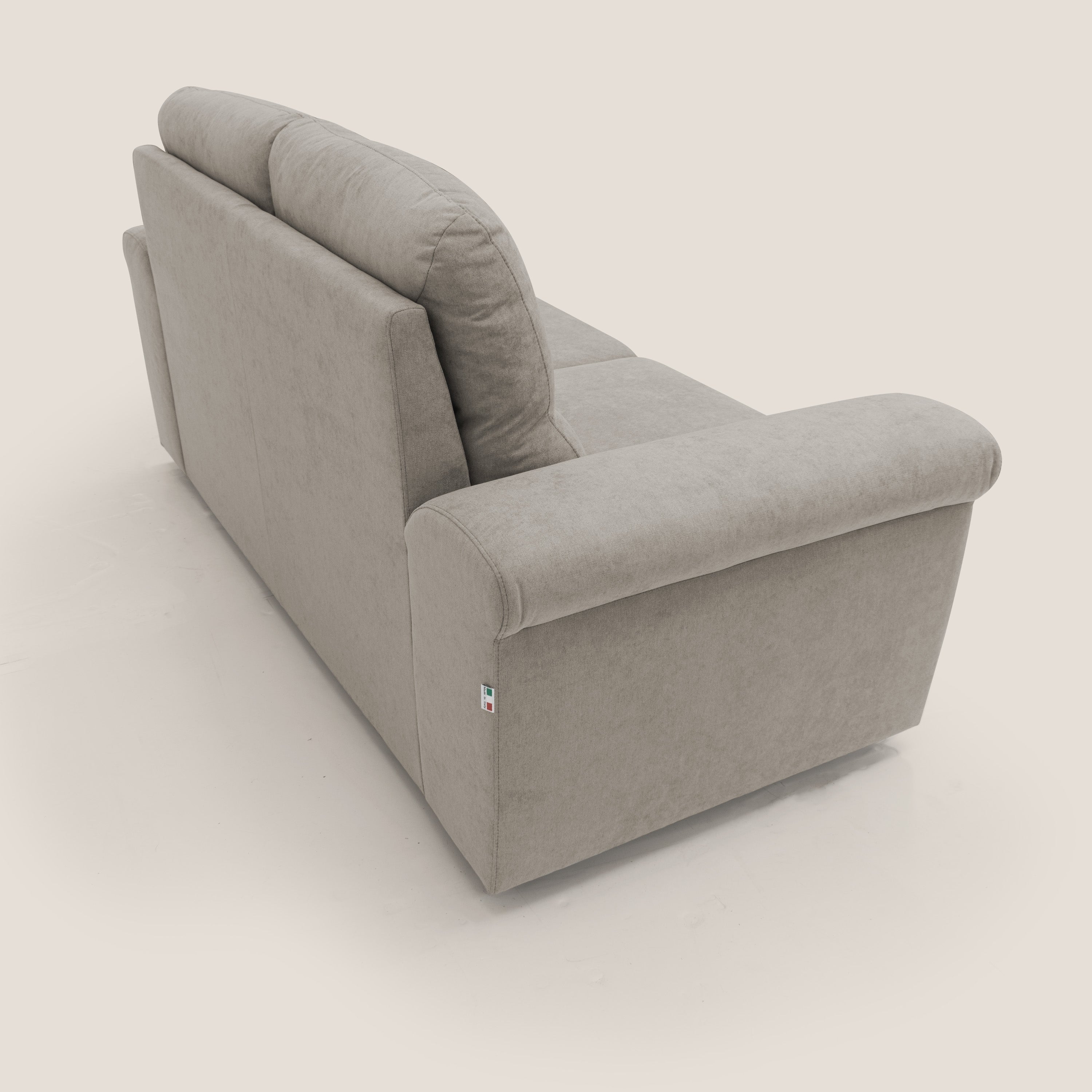 Minerva divano con pouf estraibile poggiapiedi in tessuto morbido impermeabile T02 beige - divani.store