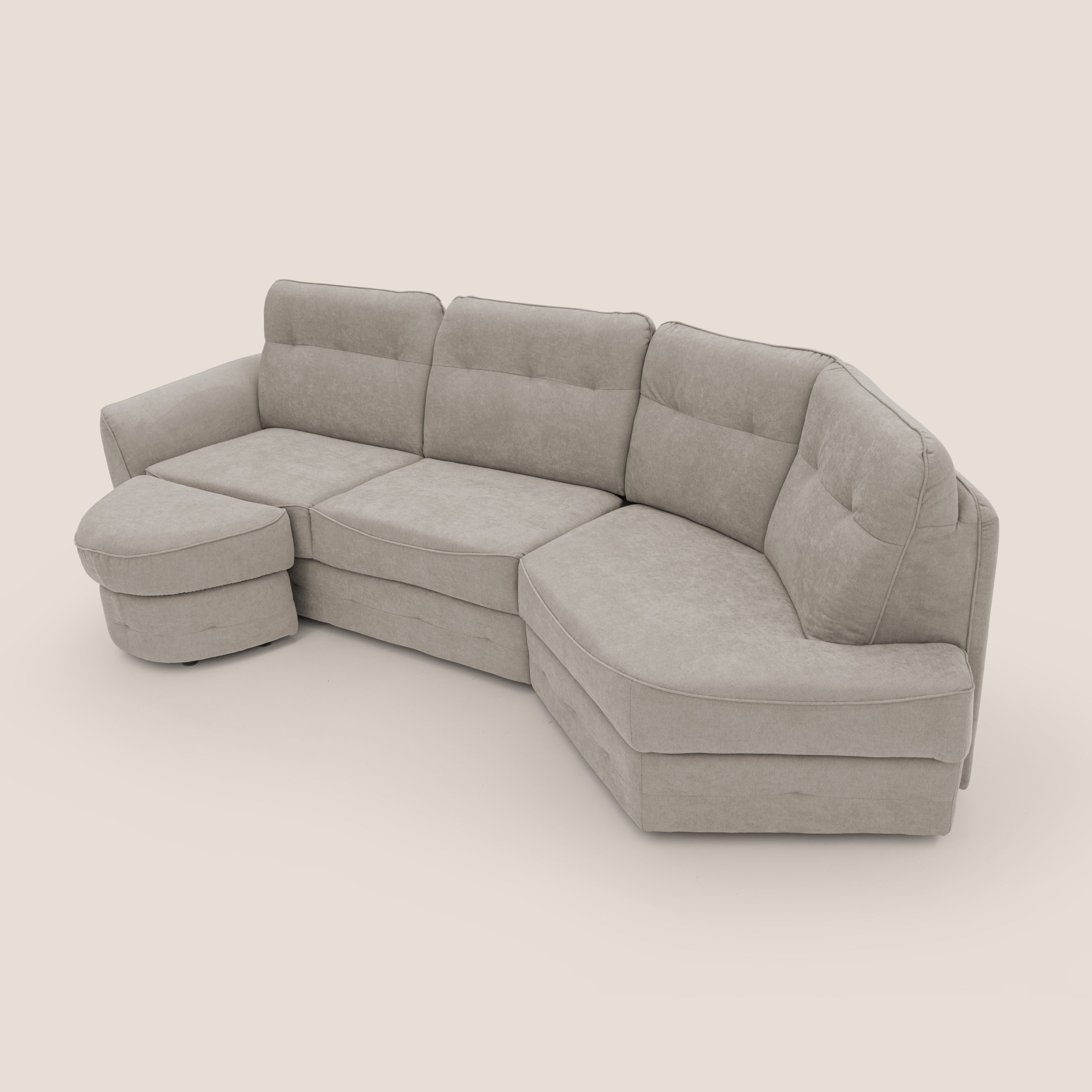 Zeus divano letto angolare con materasso H18 cm pouf mobile in tessuto impermeabile T02 - divani.store