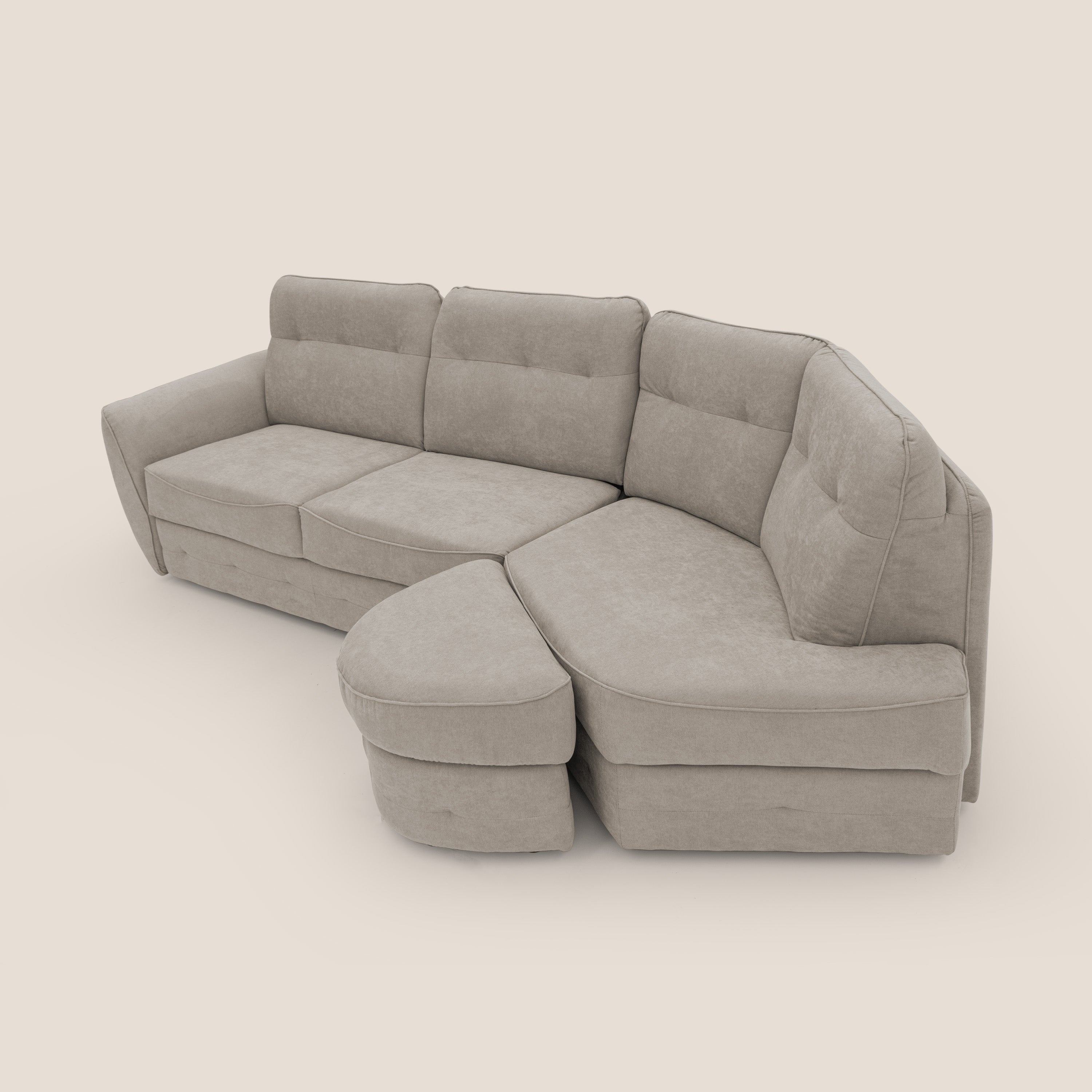 Zeus divano letto angolare con materasso H18 cm pouf mobile in tessuto impermeabile T02 - divani.store