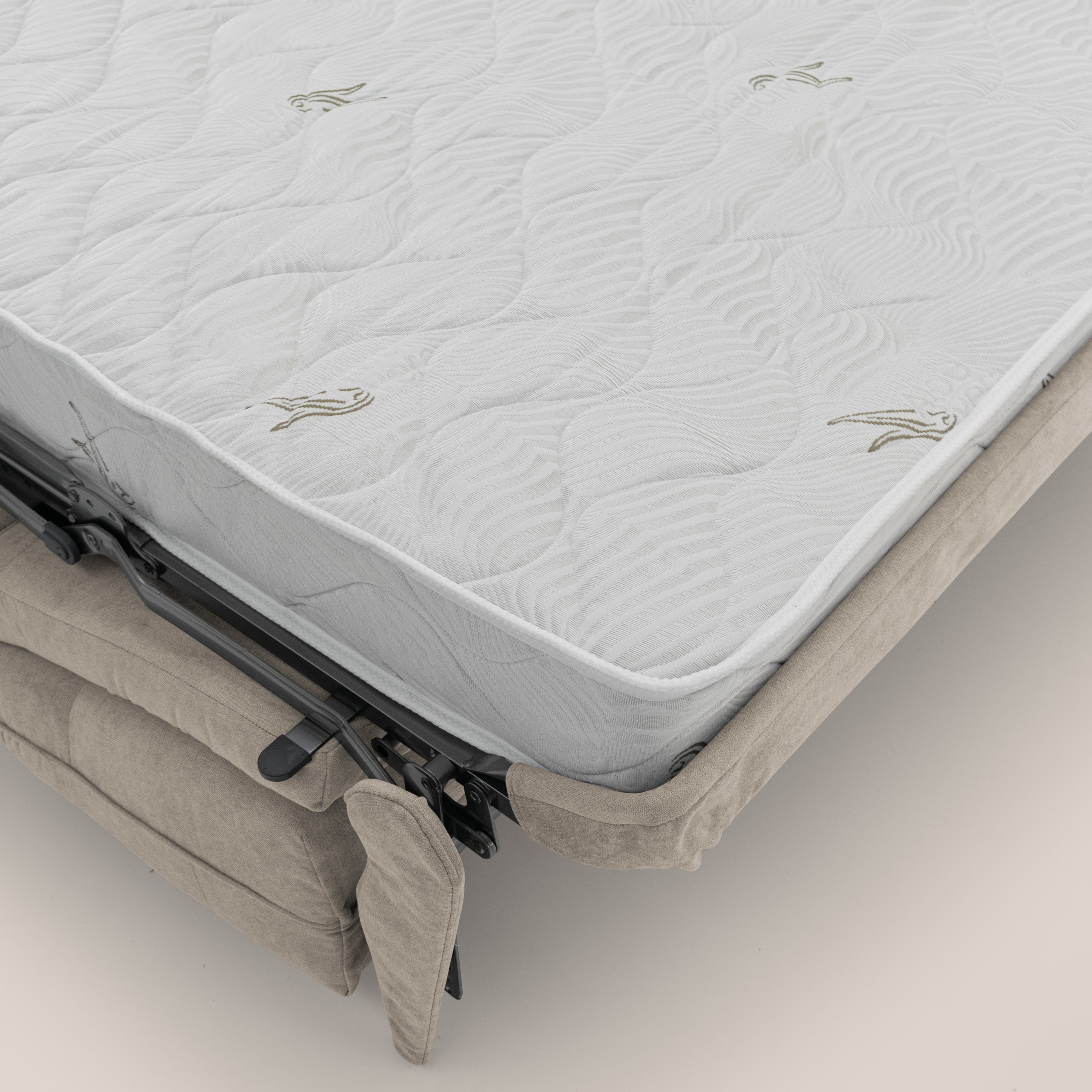 Zeus Divano letto scandinavo con schienale alto in tessuto impermeabile T02 beige - divani.store