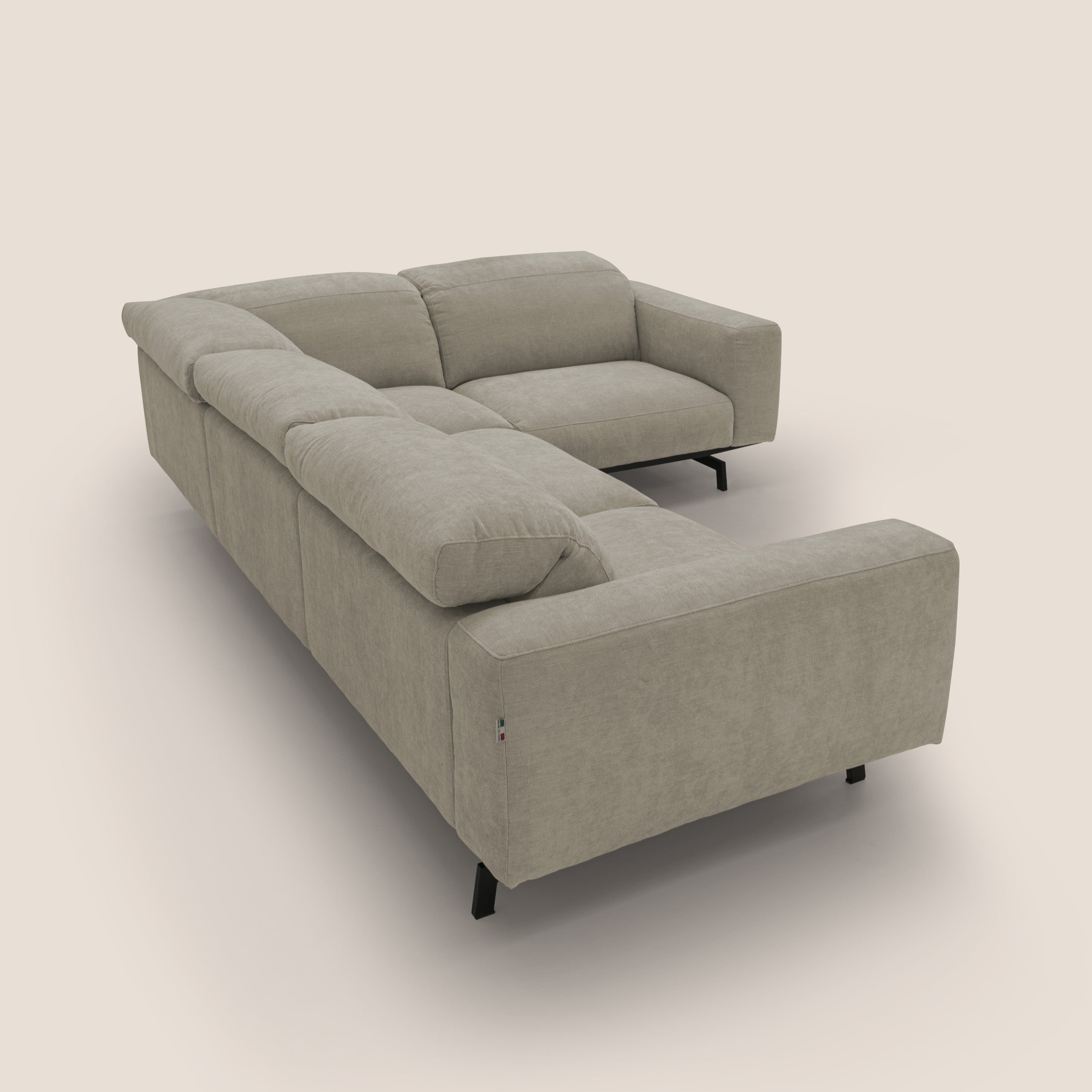Sakura wendbares, modulares Ecksofa aus weichem, wasserfestem geflammtem Stoff T14 graubeige