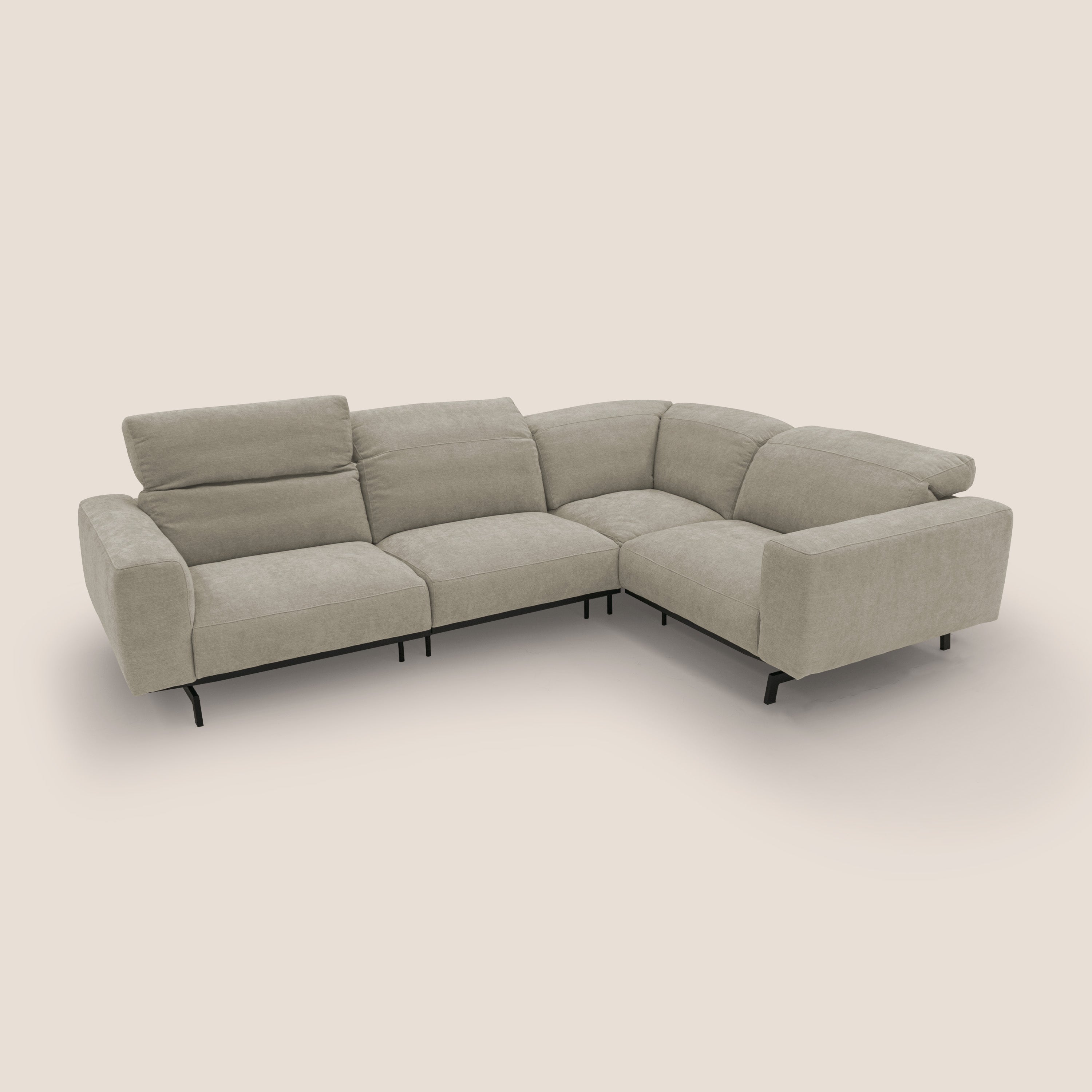 Sakura wendbares, modulares Ecksofa aus weichem, wasserfestem geflammtem Stoff T14 graubeige
