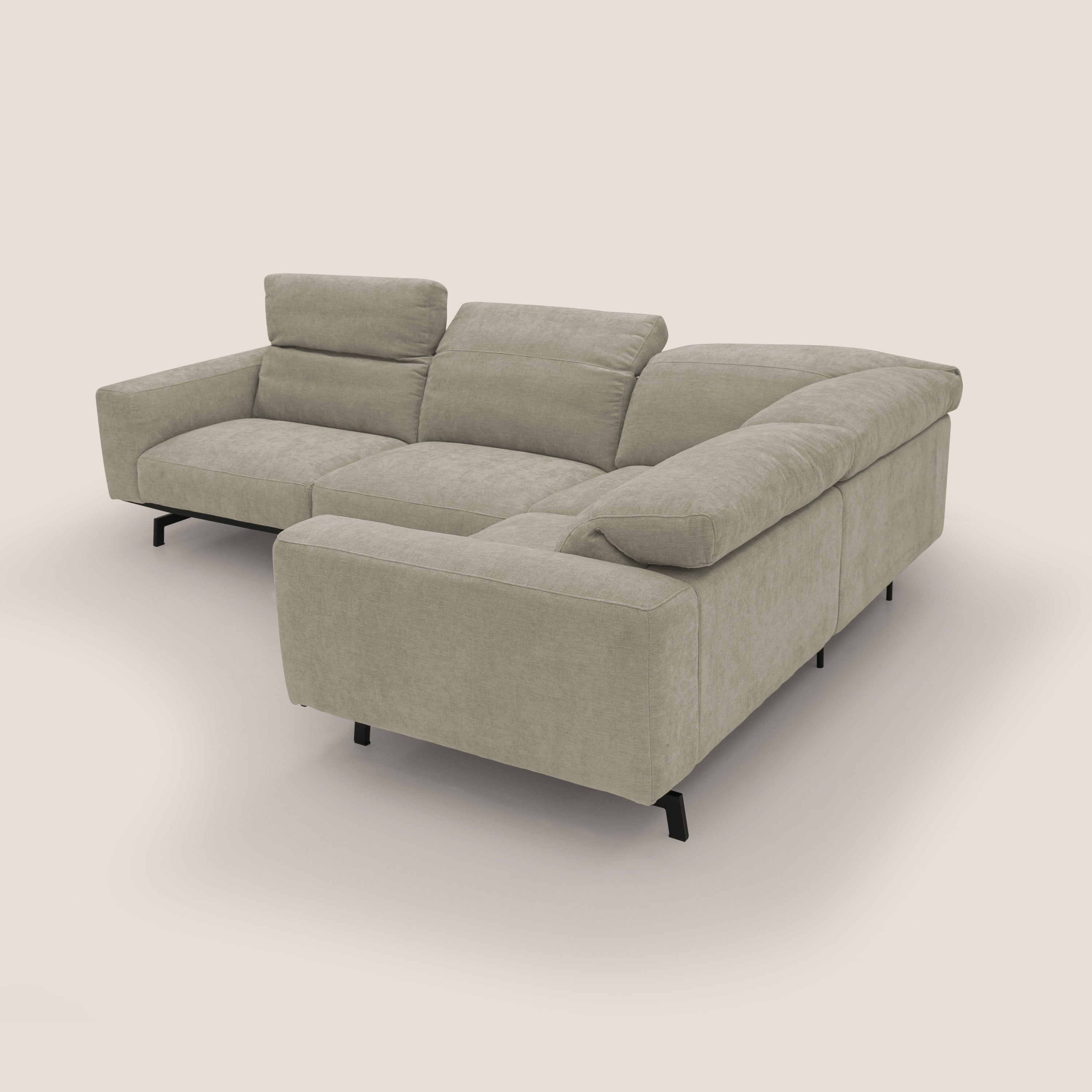 Sakura wendbares, modulares Ecksofa aus weichem, wasserfestem geflammtem Stoff T14 graubeige