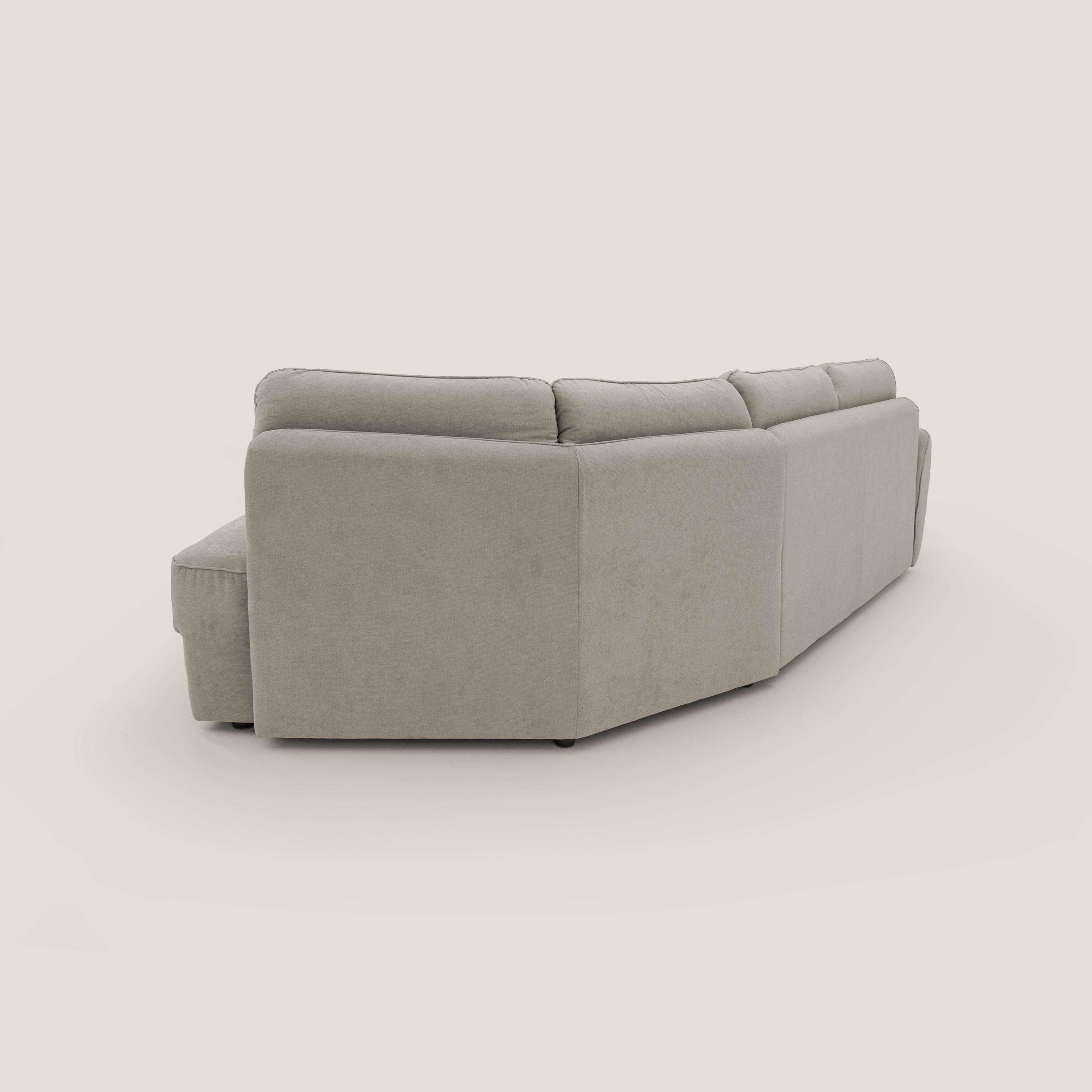 Zeus divano letto angolare con materasso H18 cm pouf mobile in tessuto impermeabile T02 - divani.store