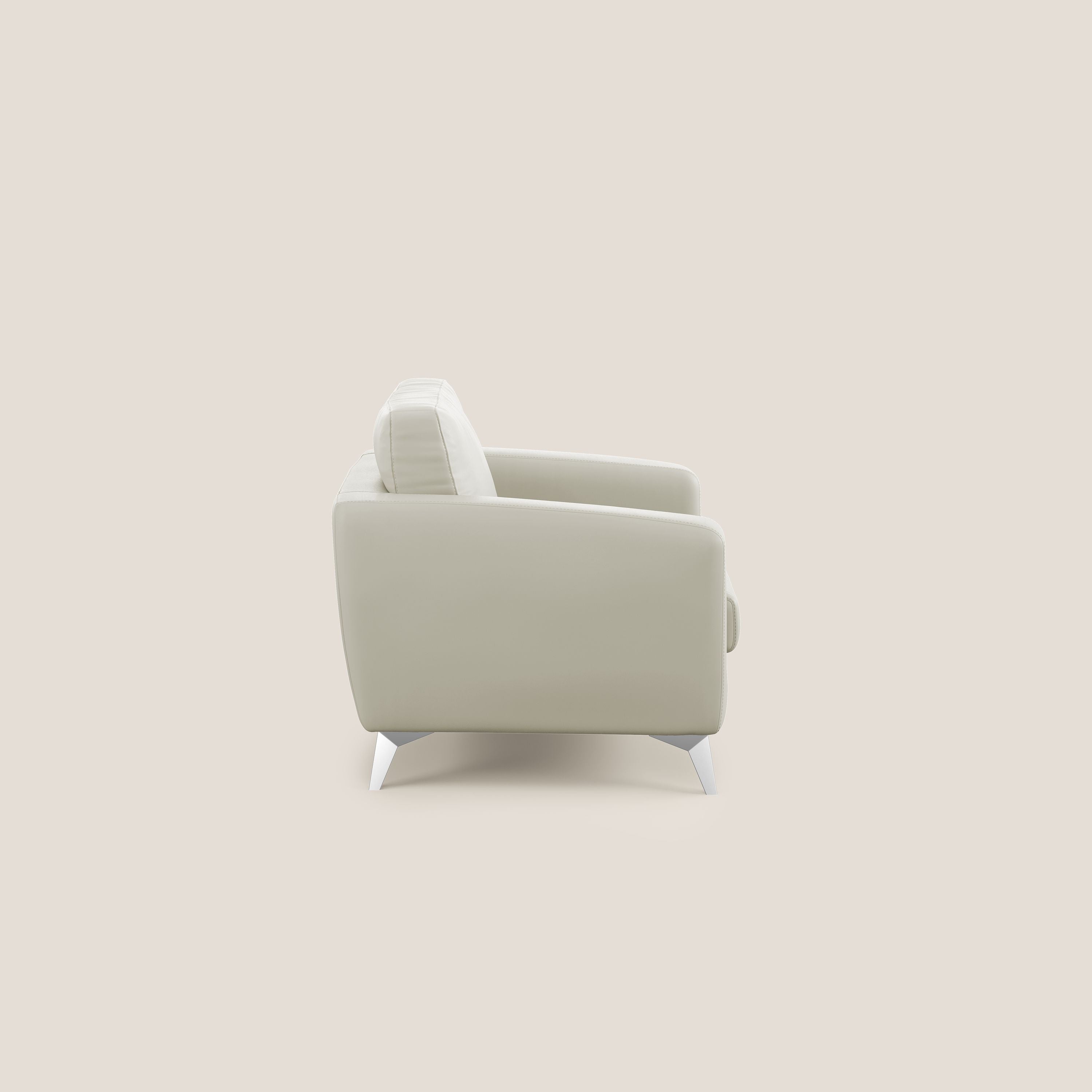 Orione Poltroncina in ecopelle moderna e impermeabile T04 tortora - divani.store