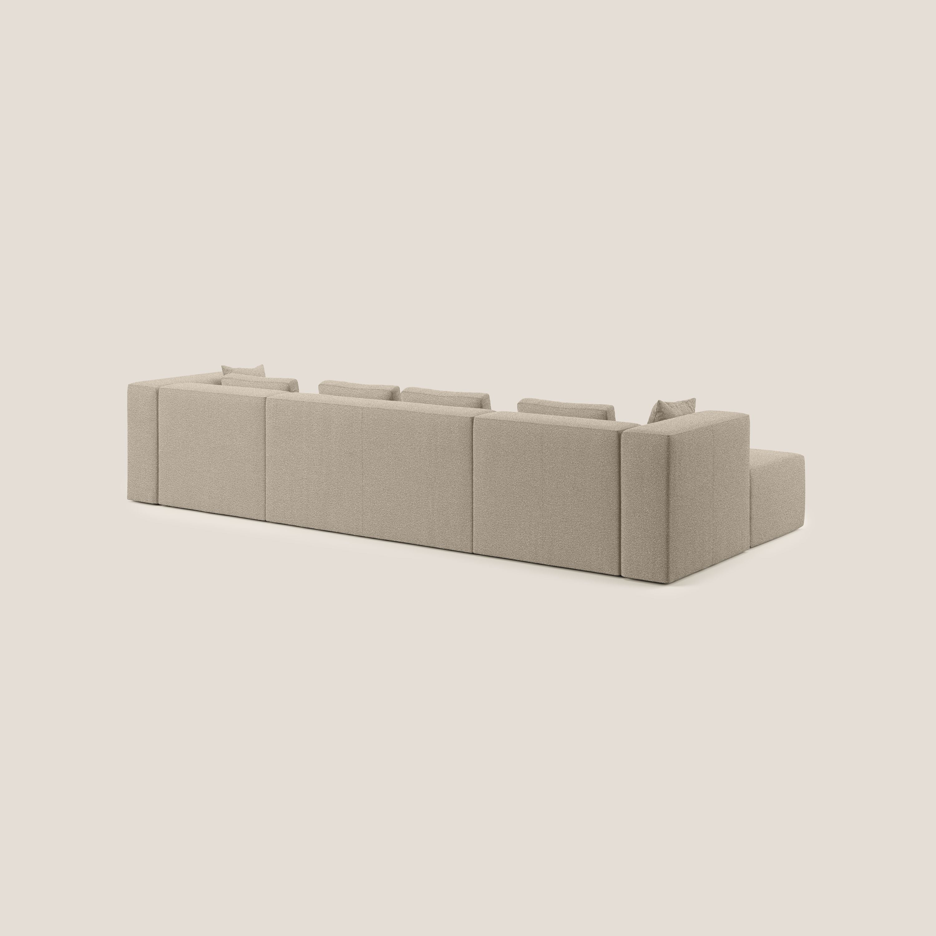 Nettuno divano panoramico in morbido tessuto bouclè T07 beige - divani.store