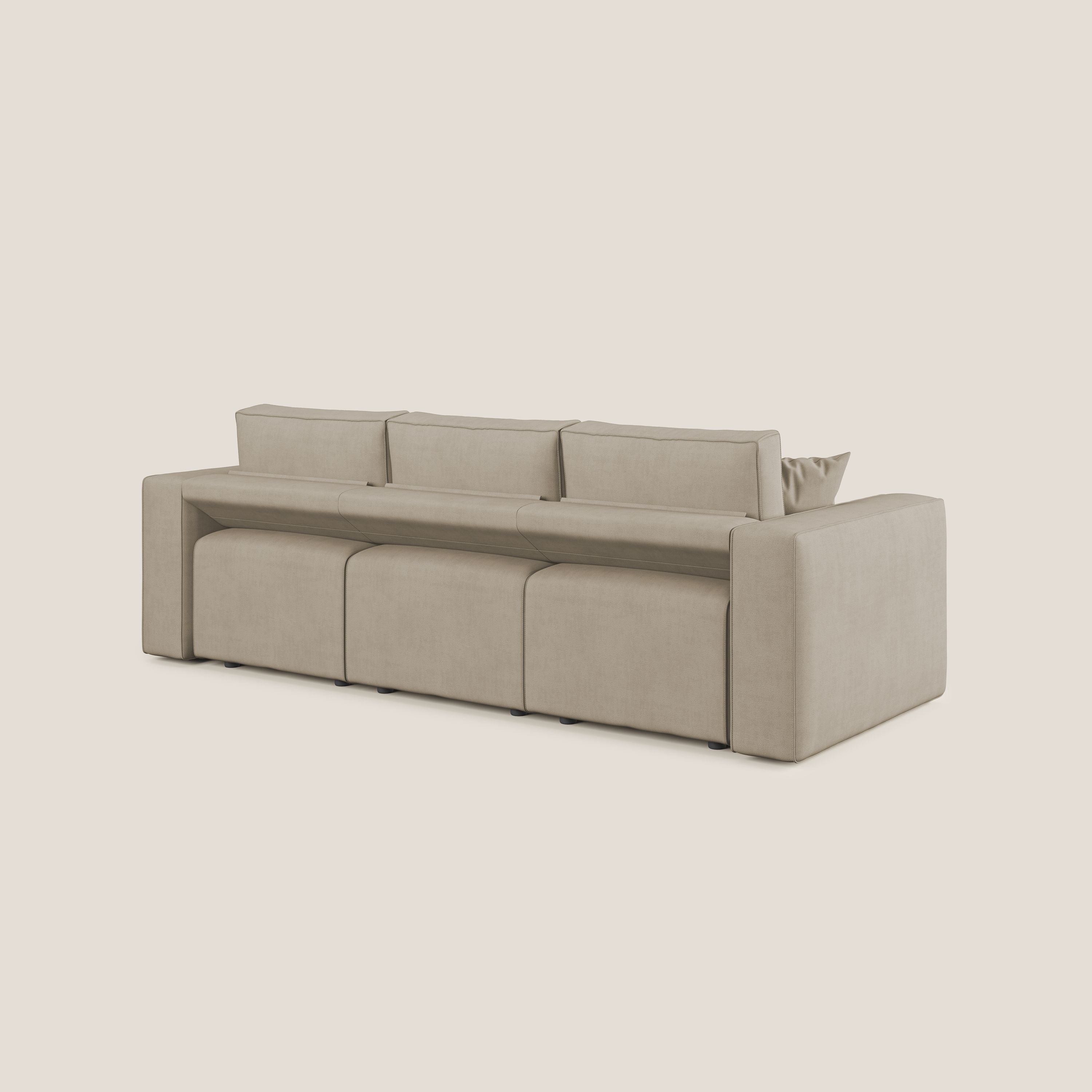 Morfeo divano con 3 sedute estraibili in morbido tessuto impermeabile T02 beige - divani.store